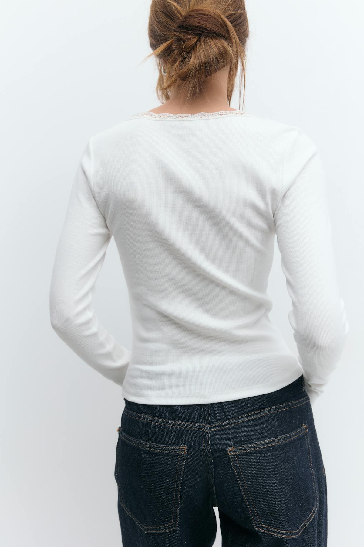 V-neck lace detail top