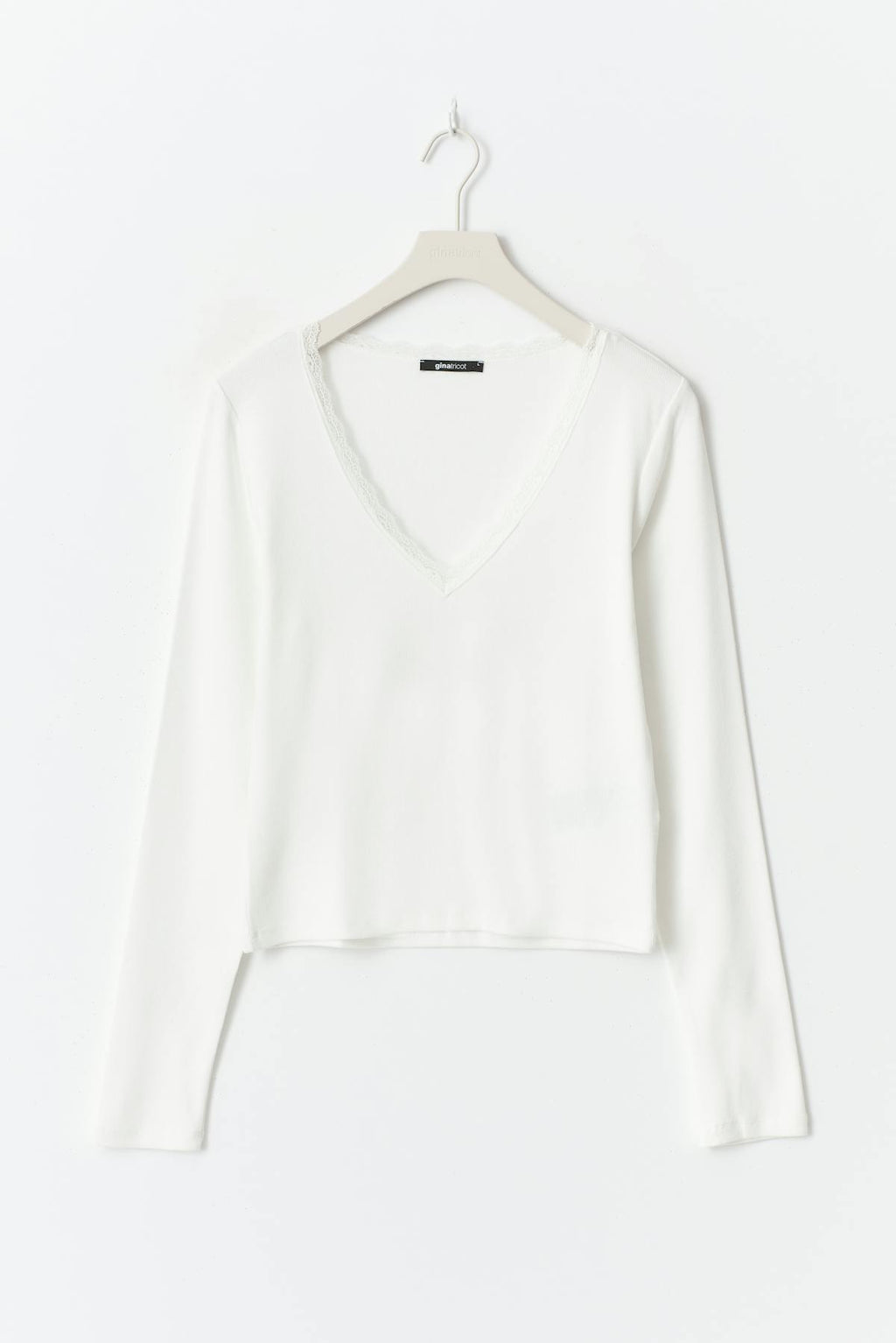 V-neck lace detail top