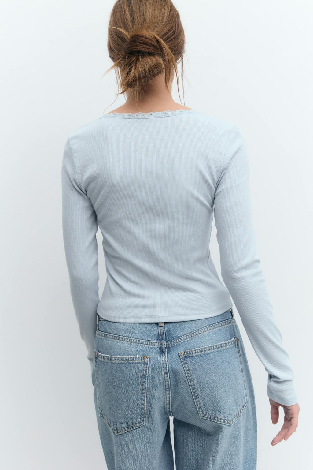 V-neck lace detail top