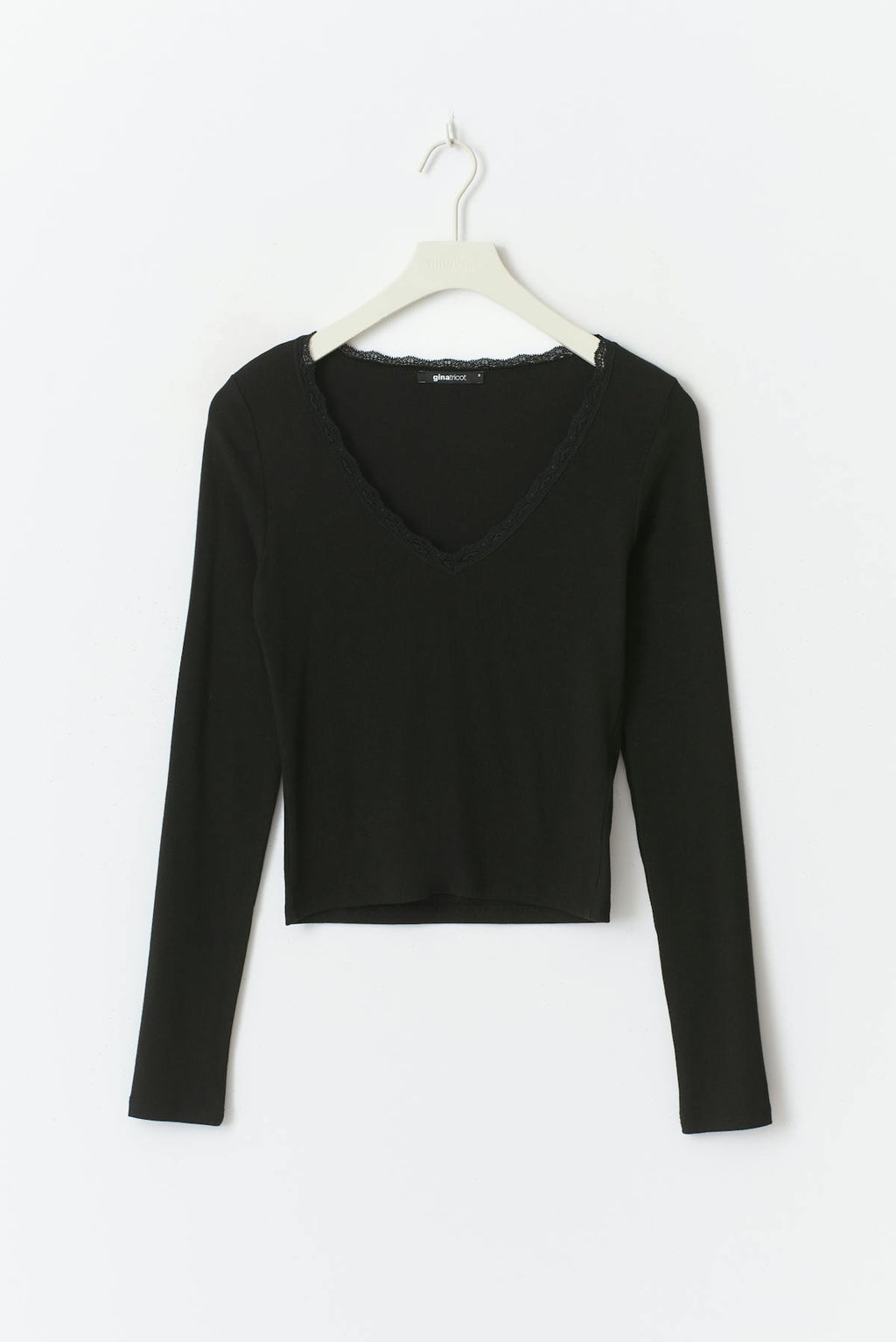V-neck lace detail top