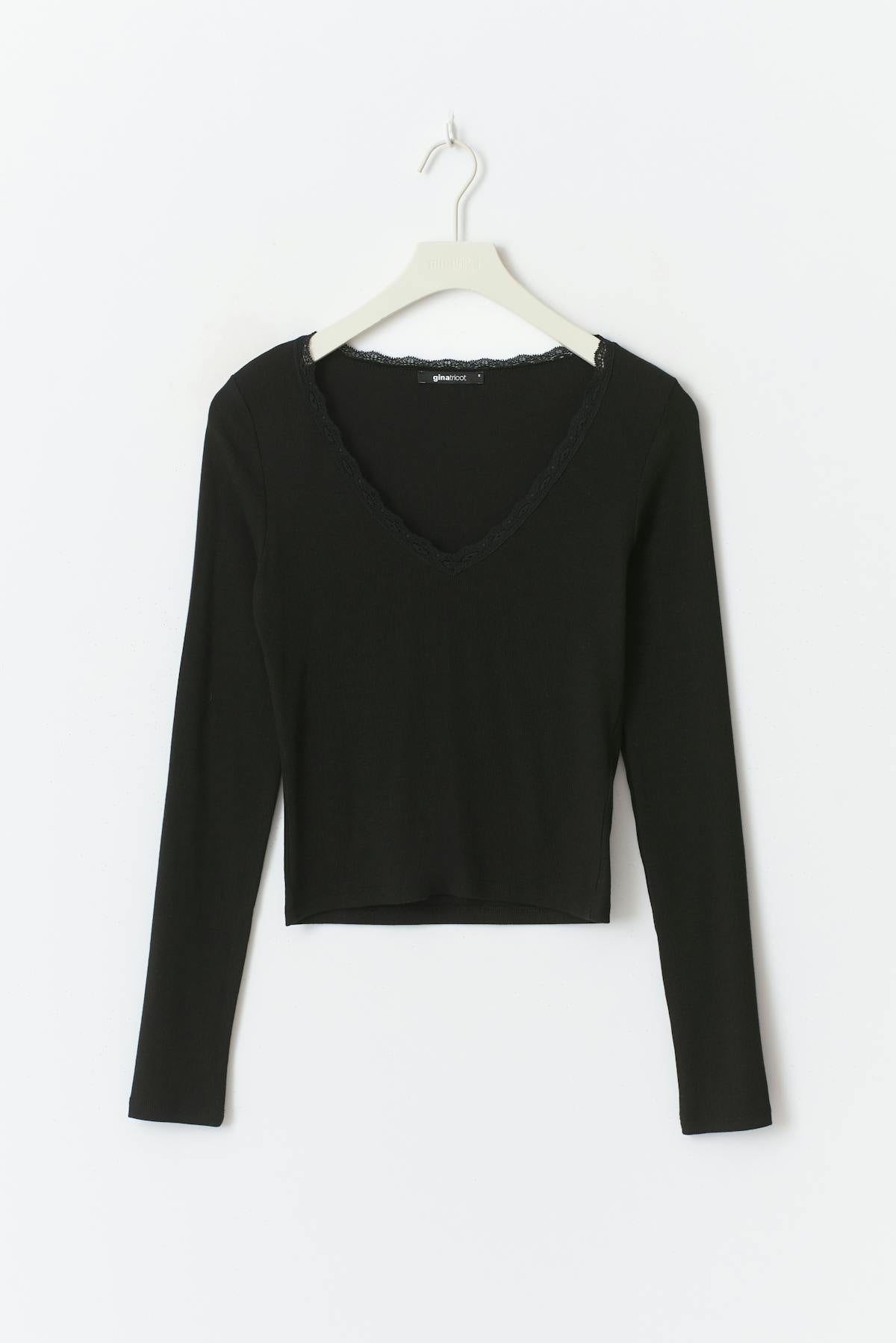V-neck lace detail top