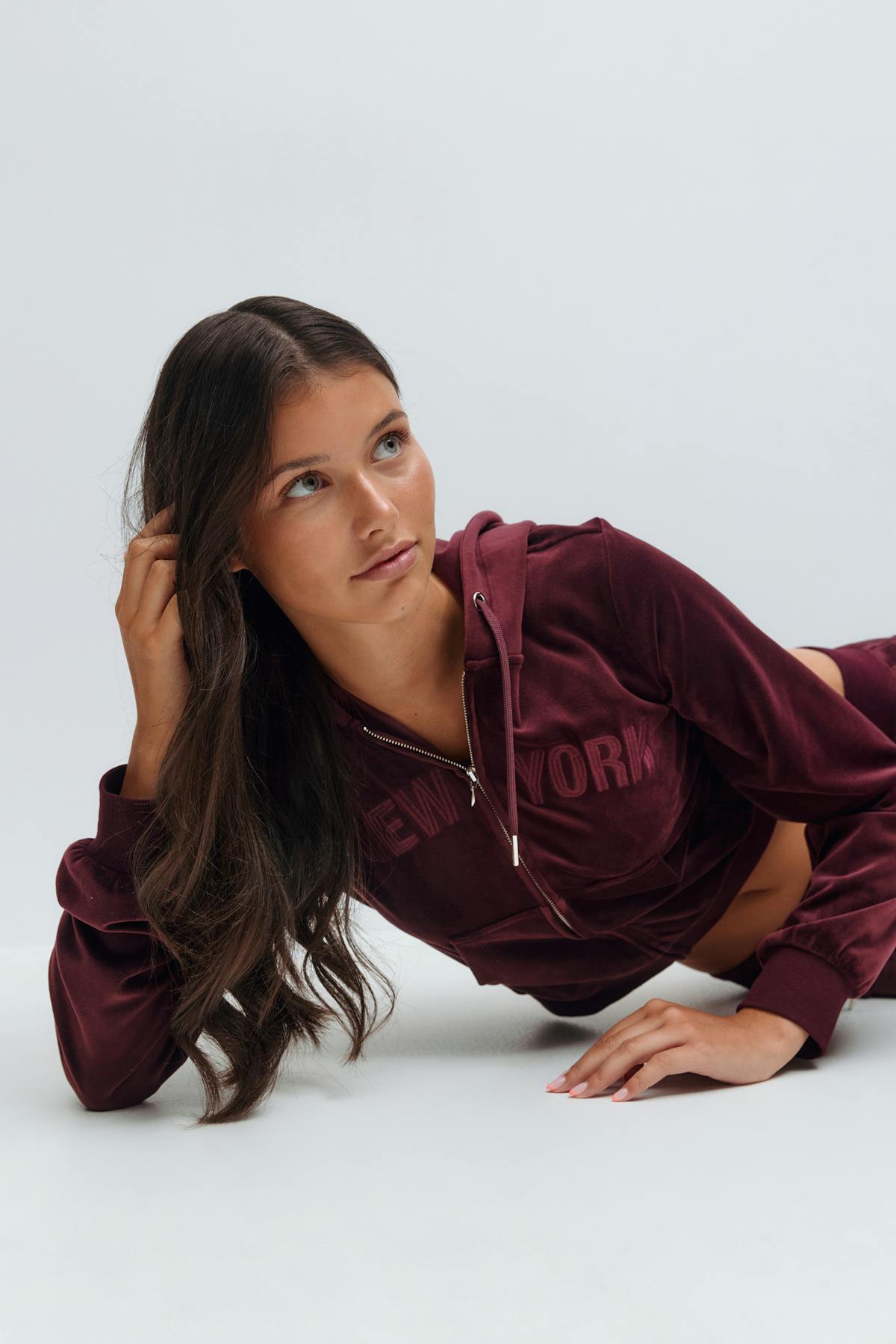 14+ velour zip hood