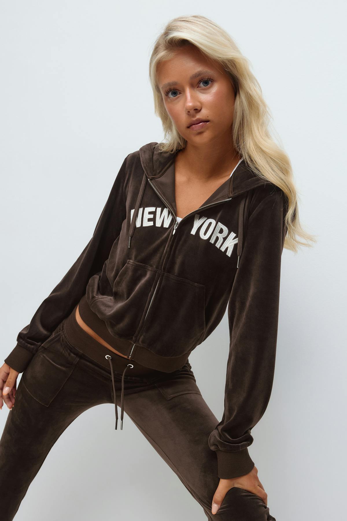 14+ velour zip hood
