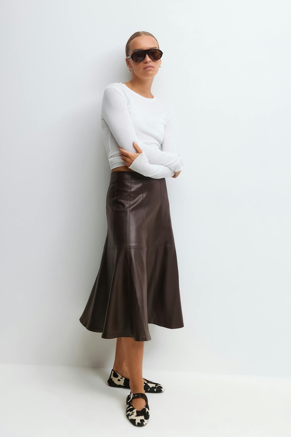 Pu midi skirt