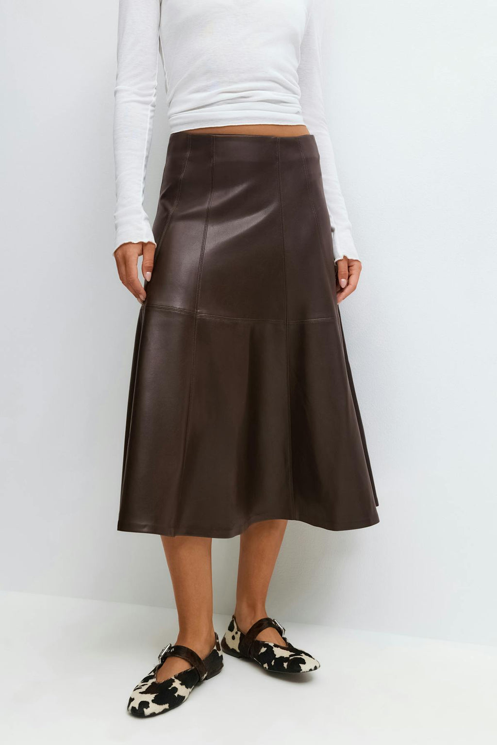 Pu midi skirt