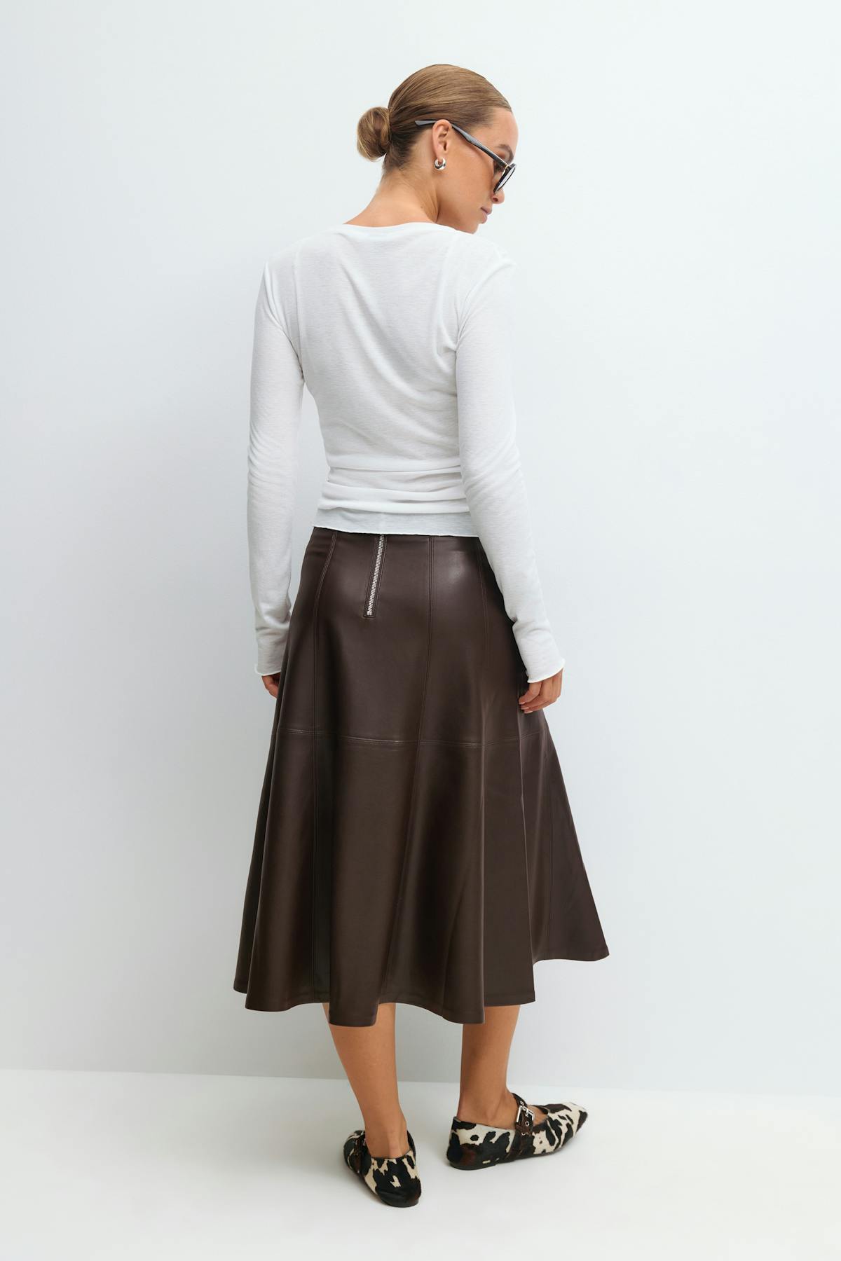 Pu midi skirt
