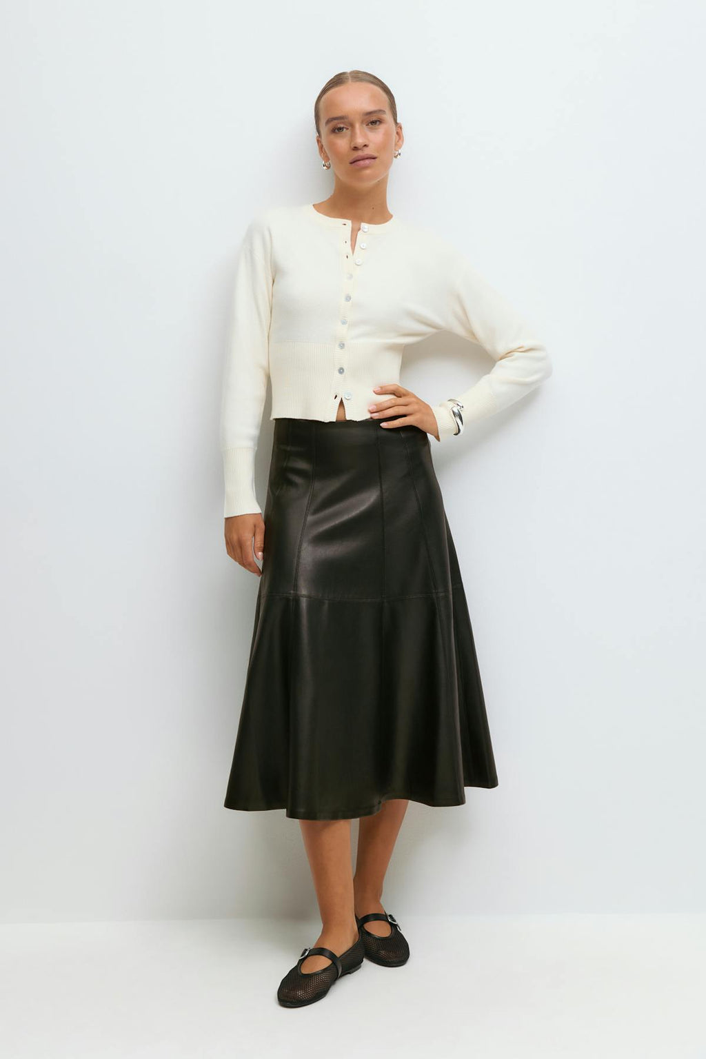Pu midi skirt