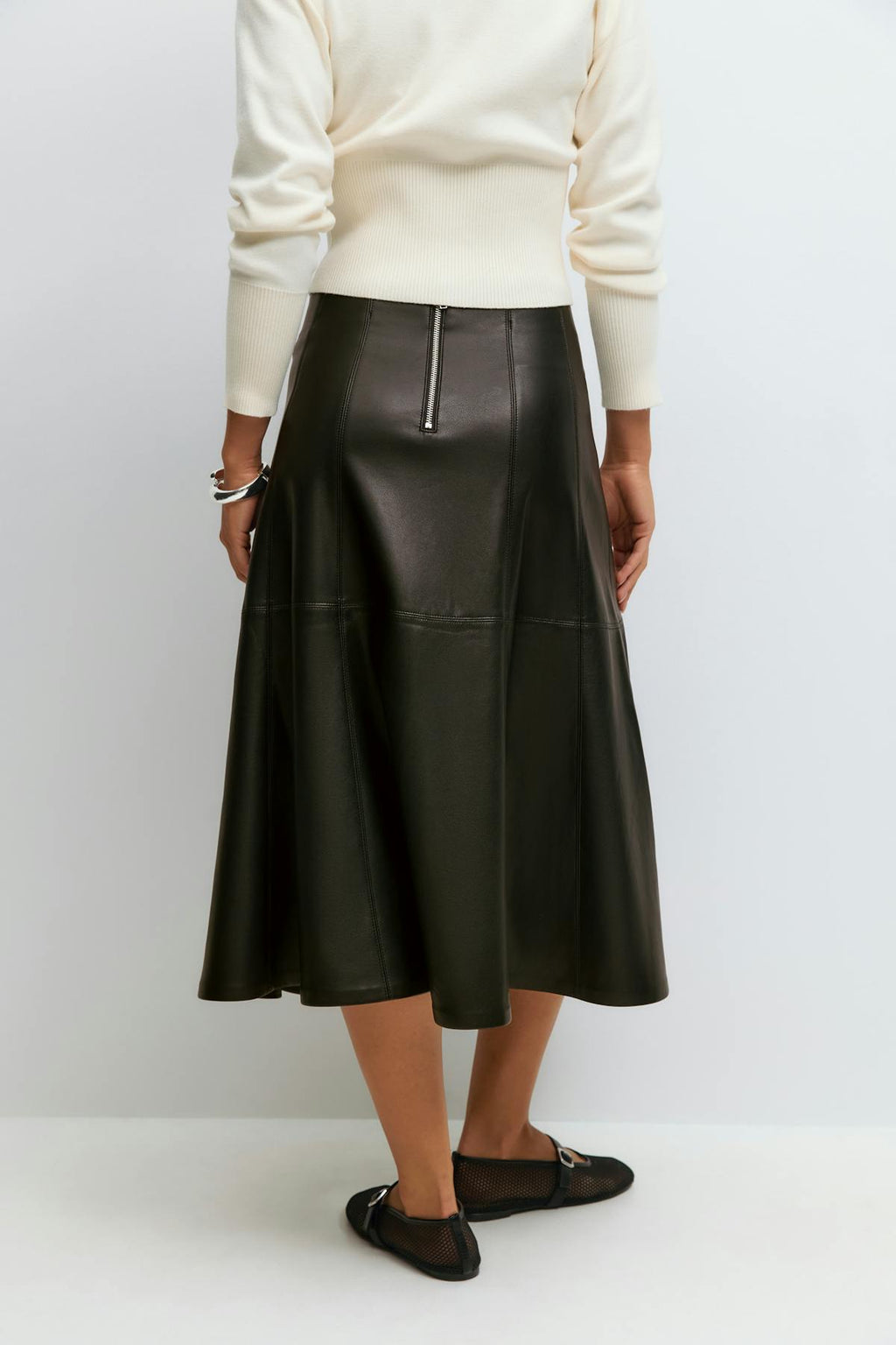 Pu midi skirt