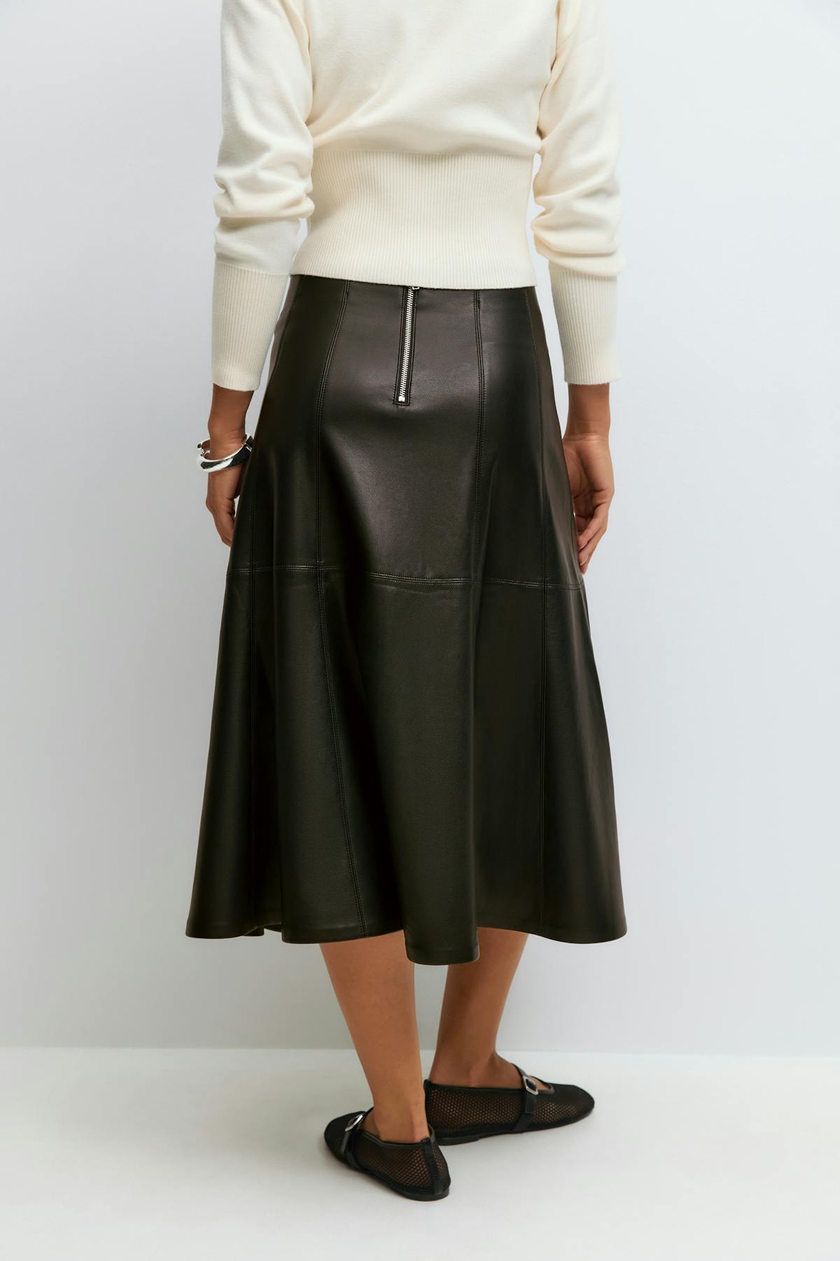 Pu midi skirt