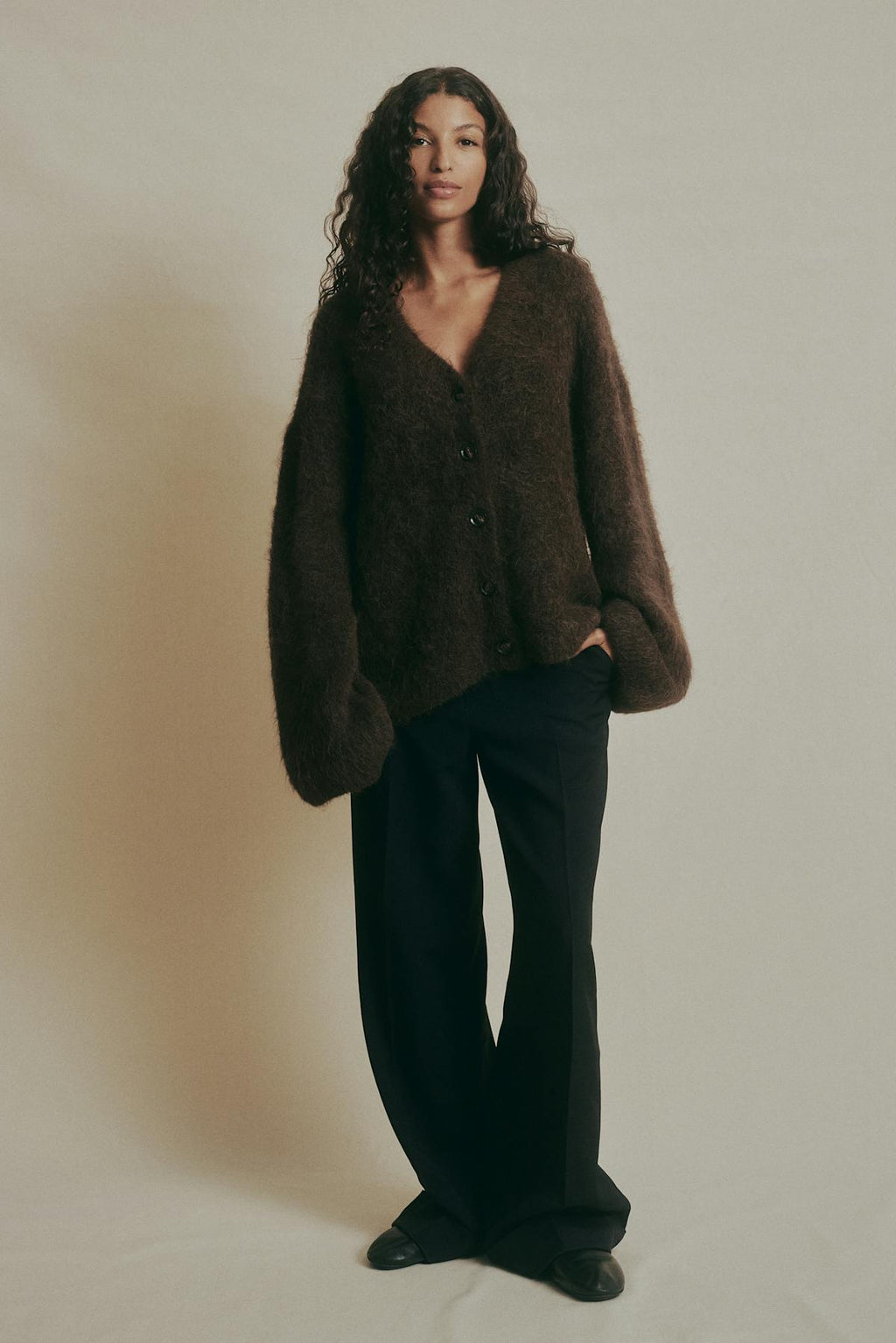 Alpaca blend knitted cardigan