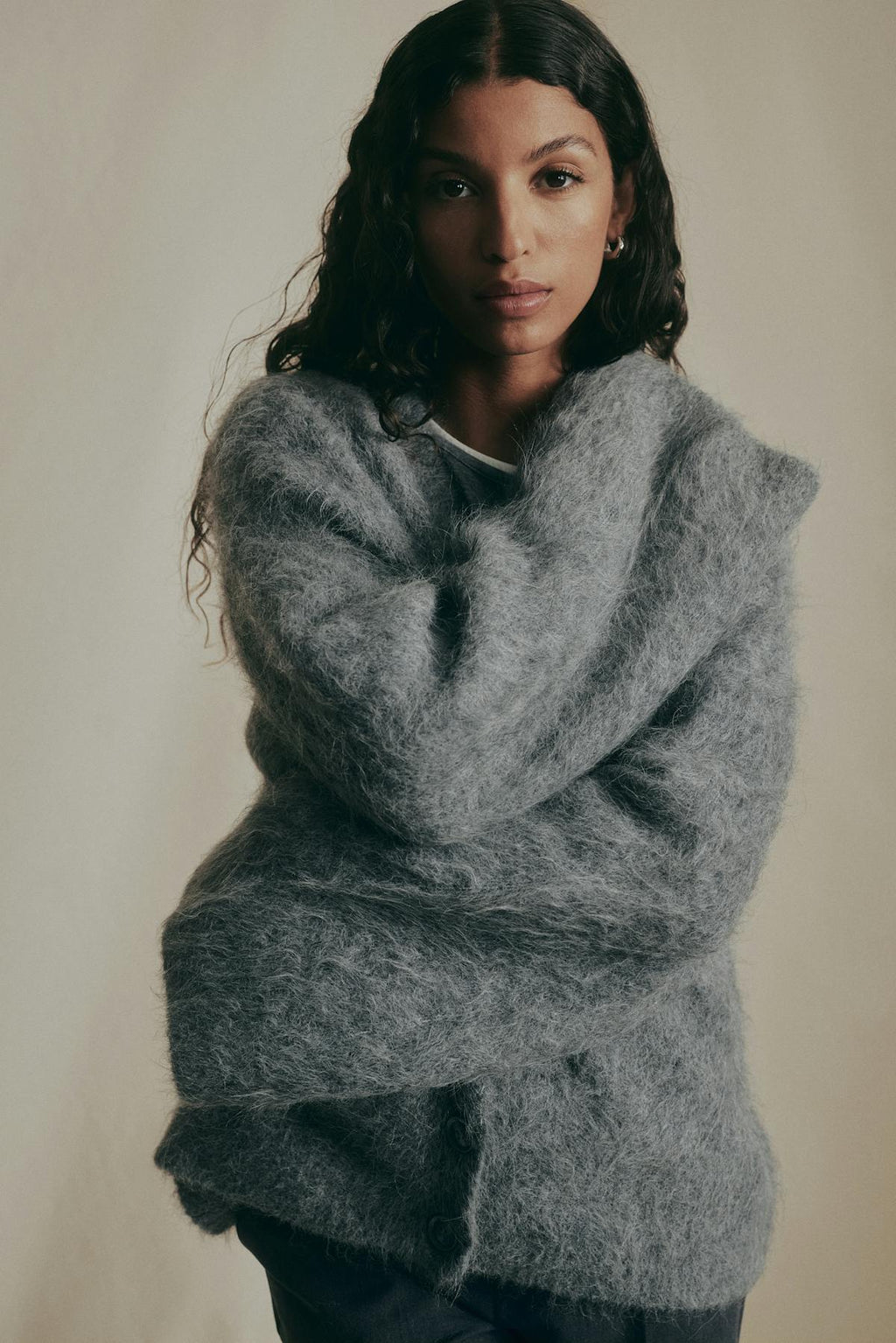Alpaca blend knitted cardigan