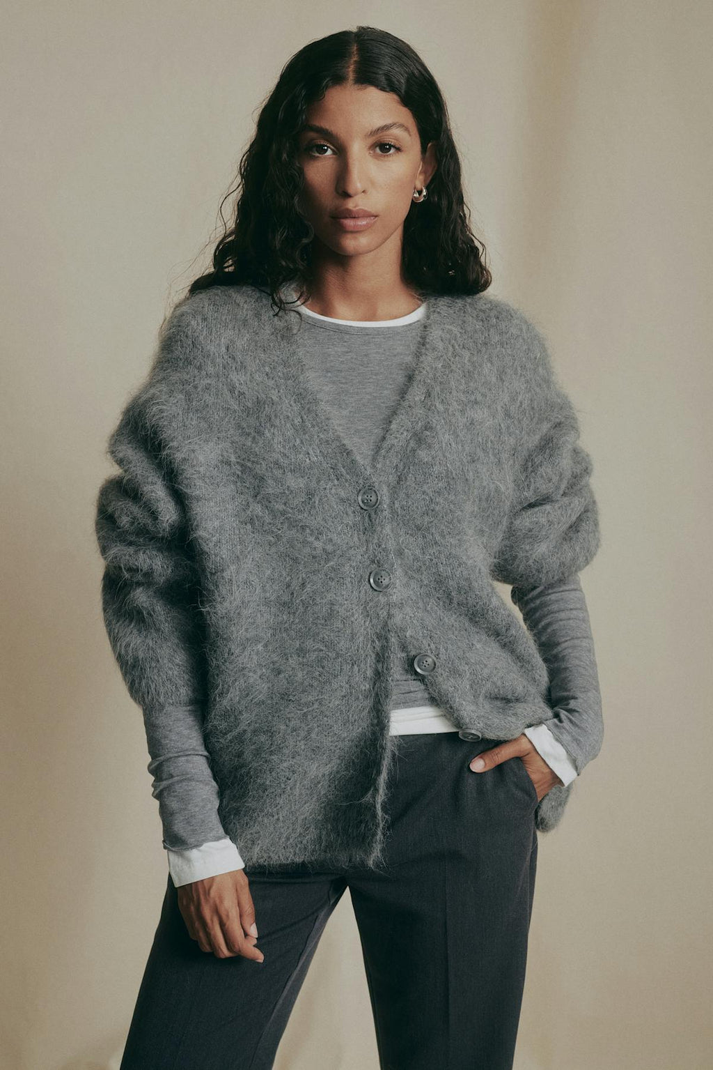 Alpaca blend knitted cardigan