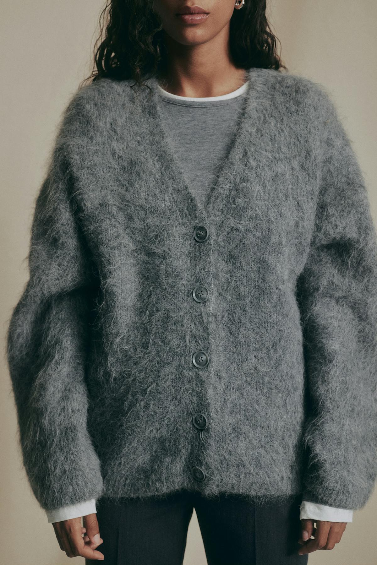 Alpaca blend knitted cardigan