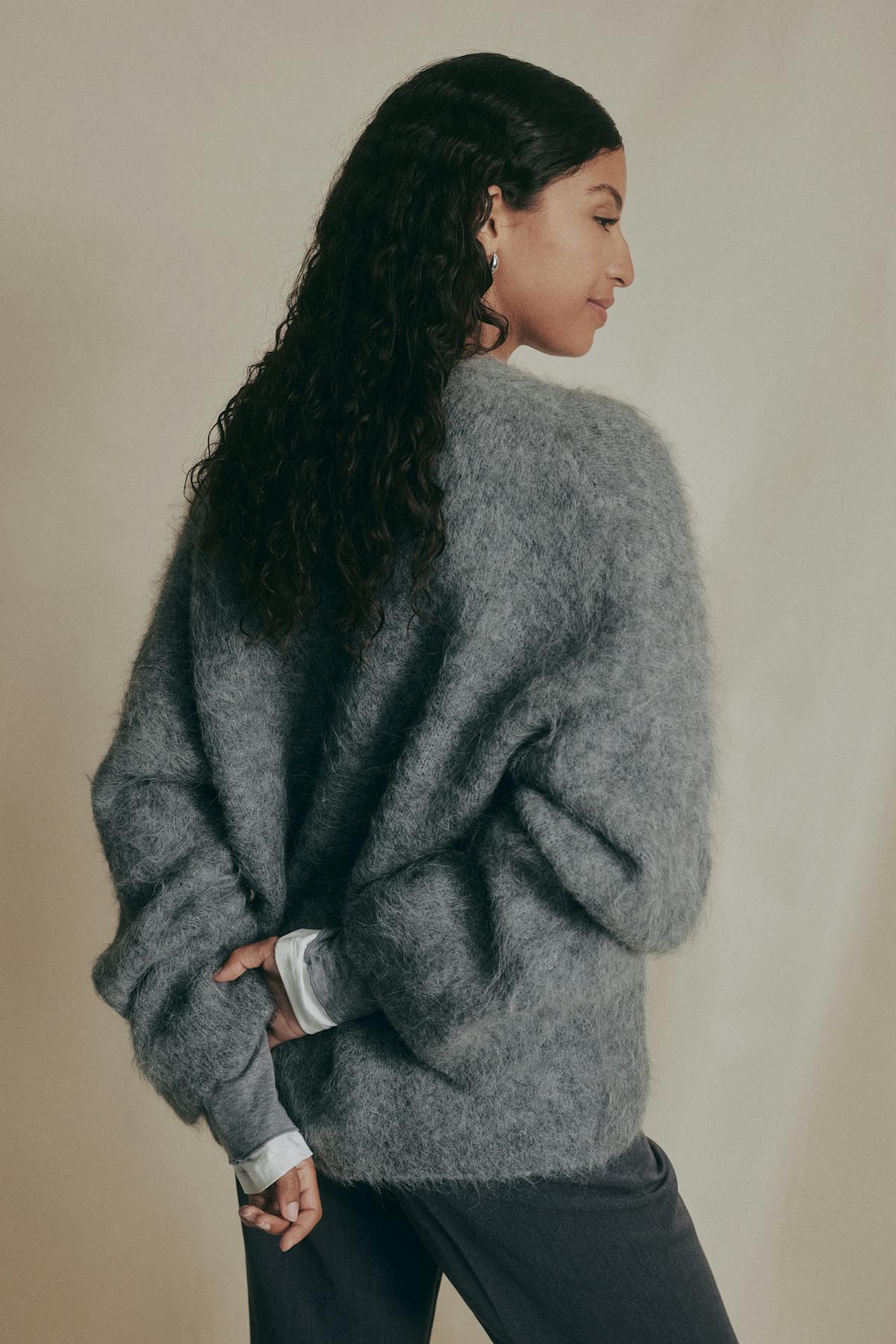 Alpaca blend knitted cardigan