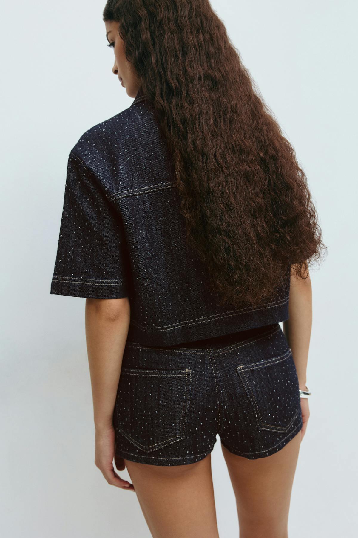 Rhinestone denim shorts