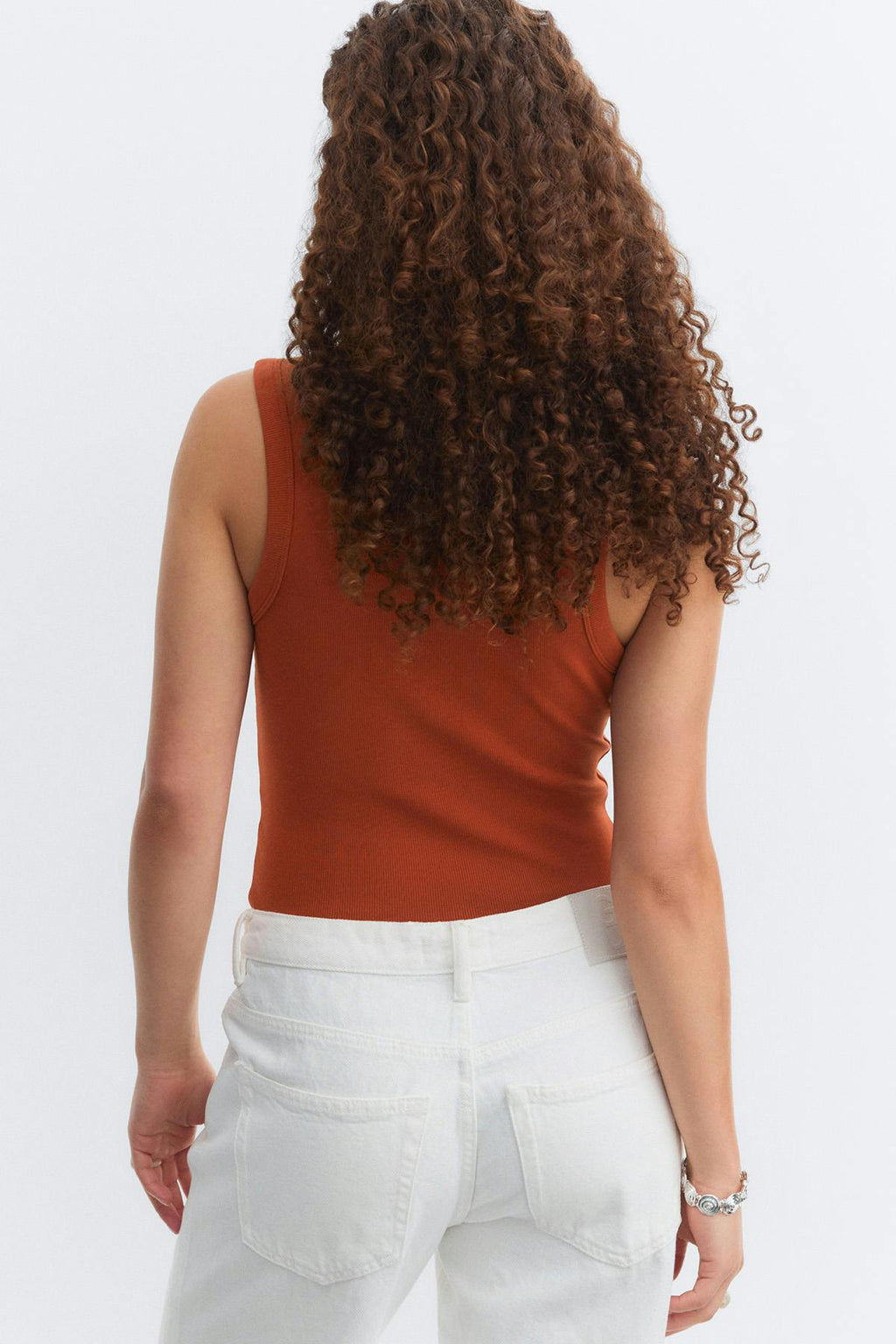 Tight v-neck rib tank