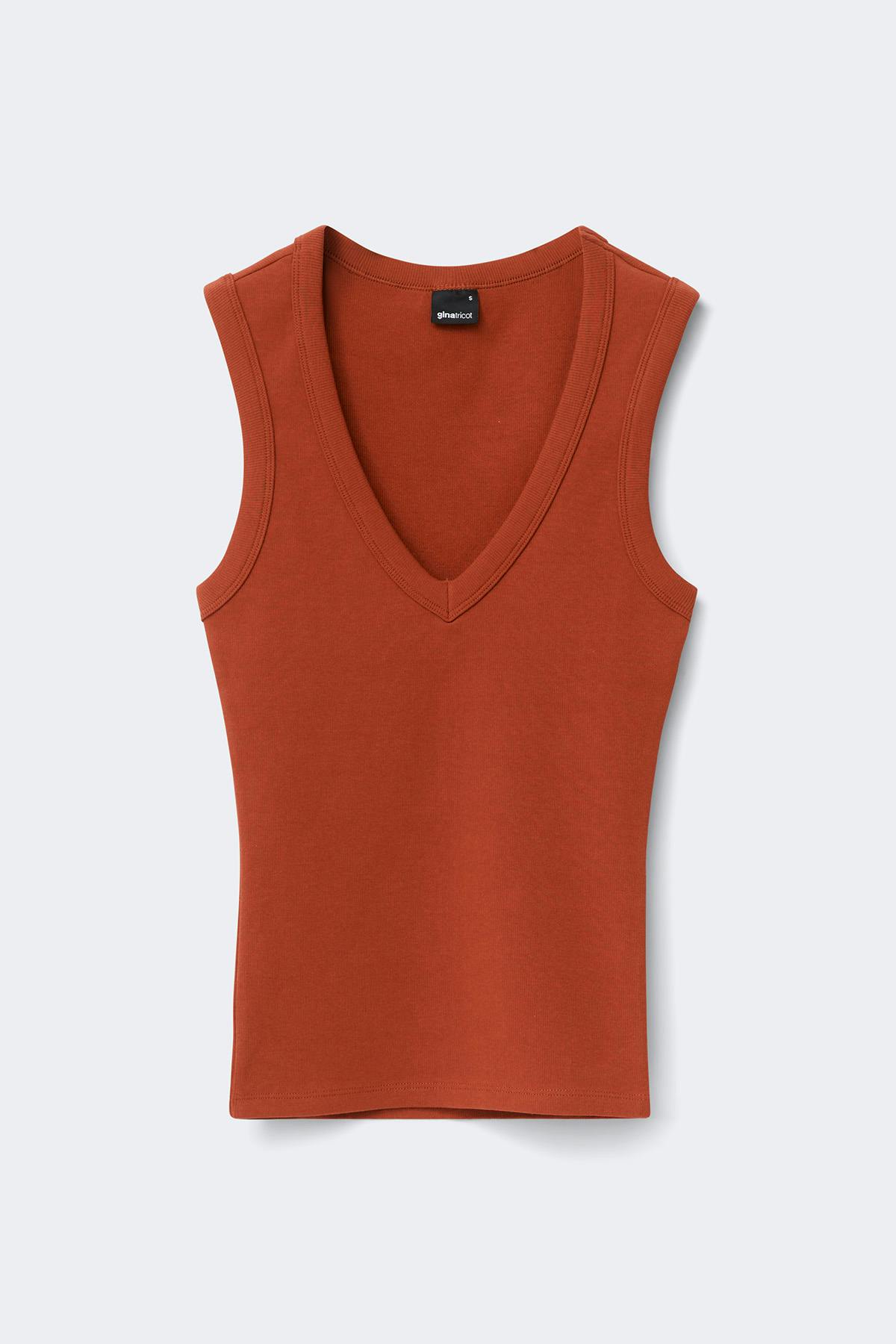 Tight v-neck rib tank
