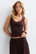 Tight v-neck rib tank