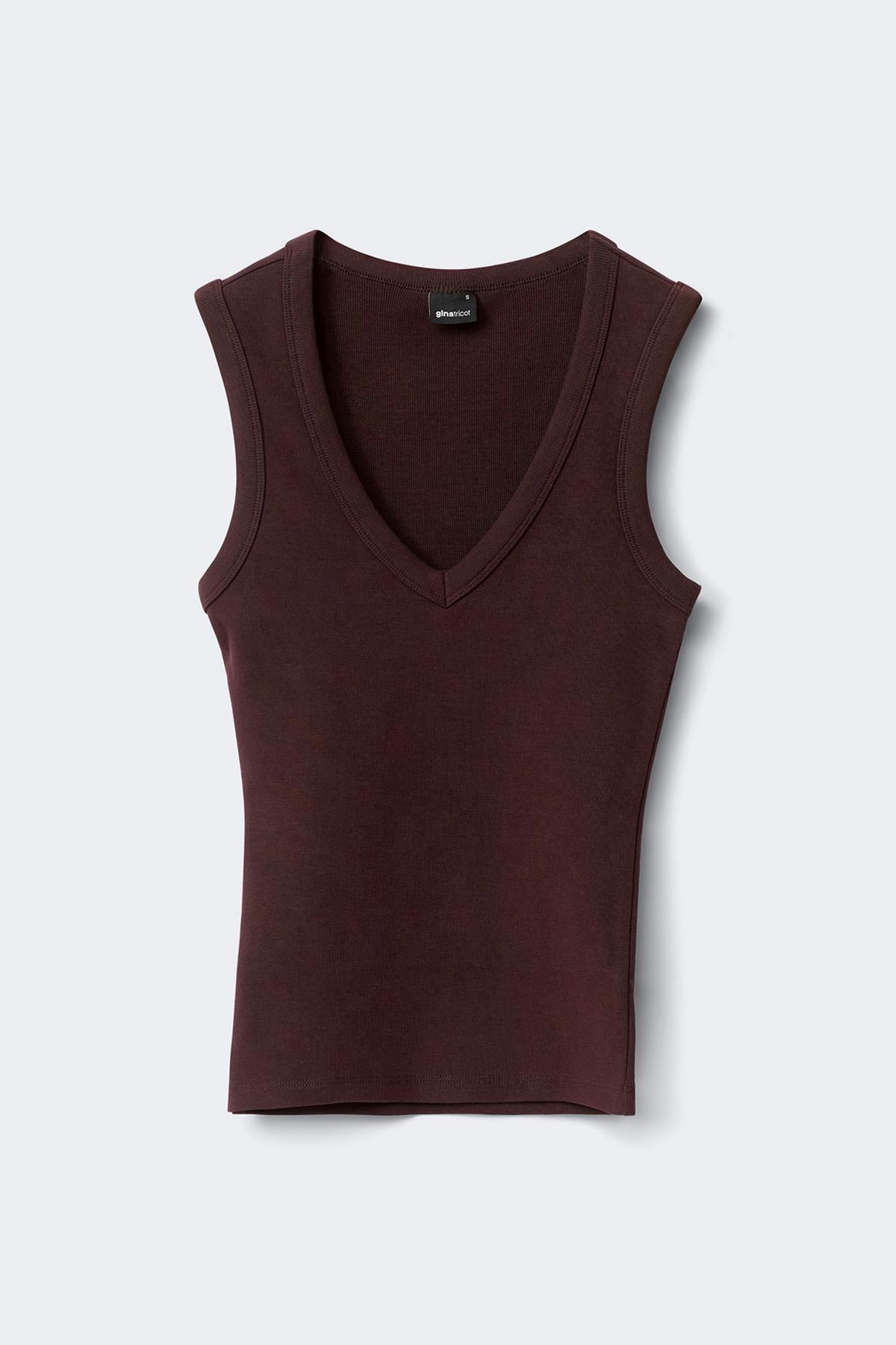 Tight v-neck rib tank