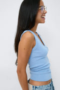 Tight v-neck rib tank