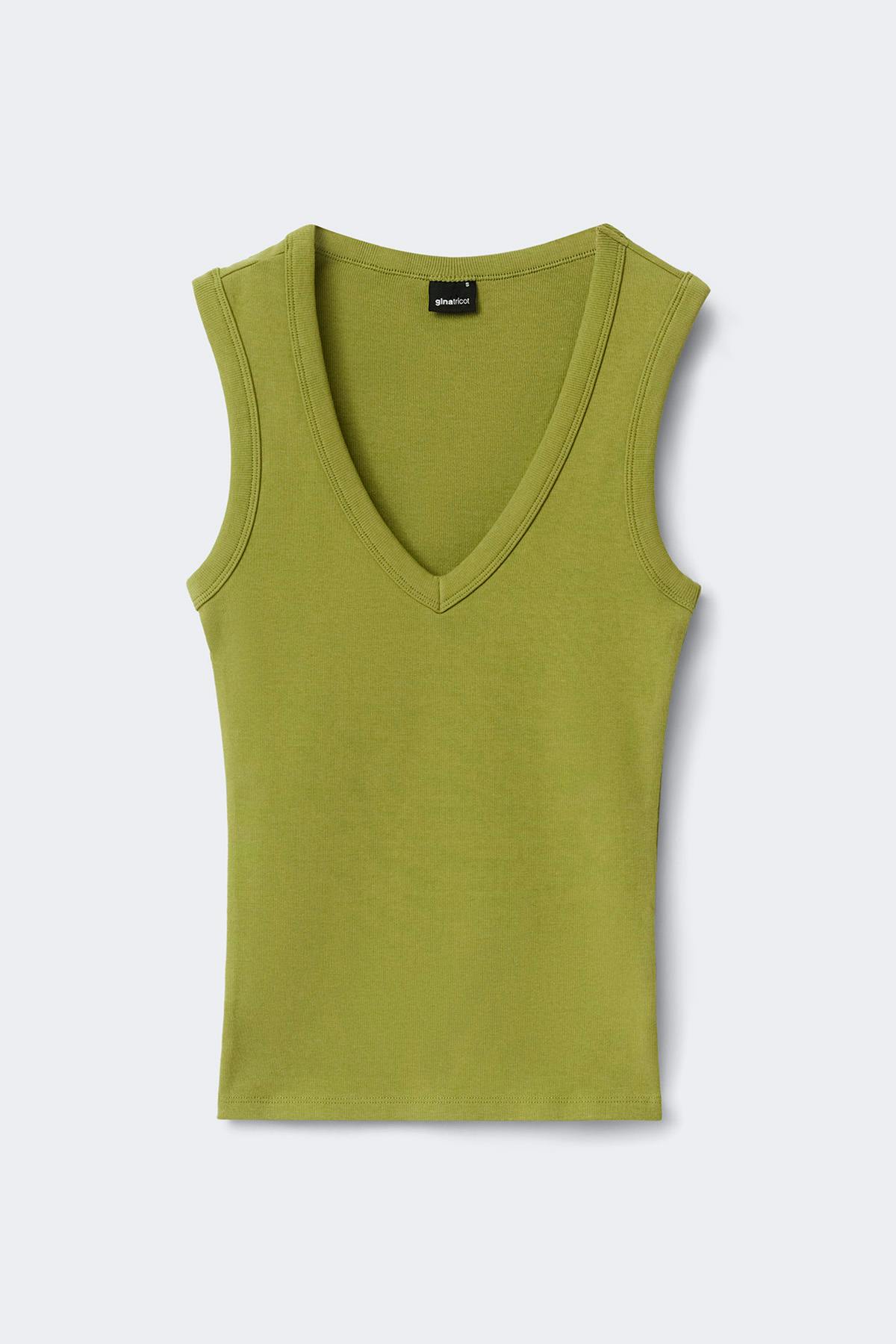 Tight v-neck rib tank