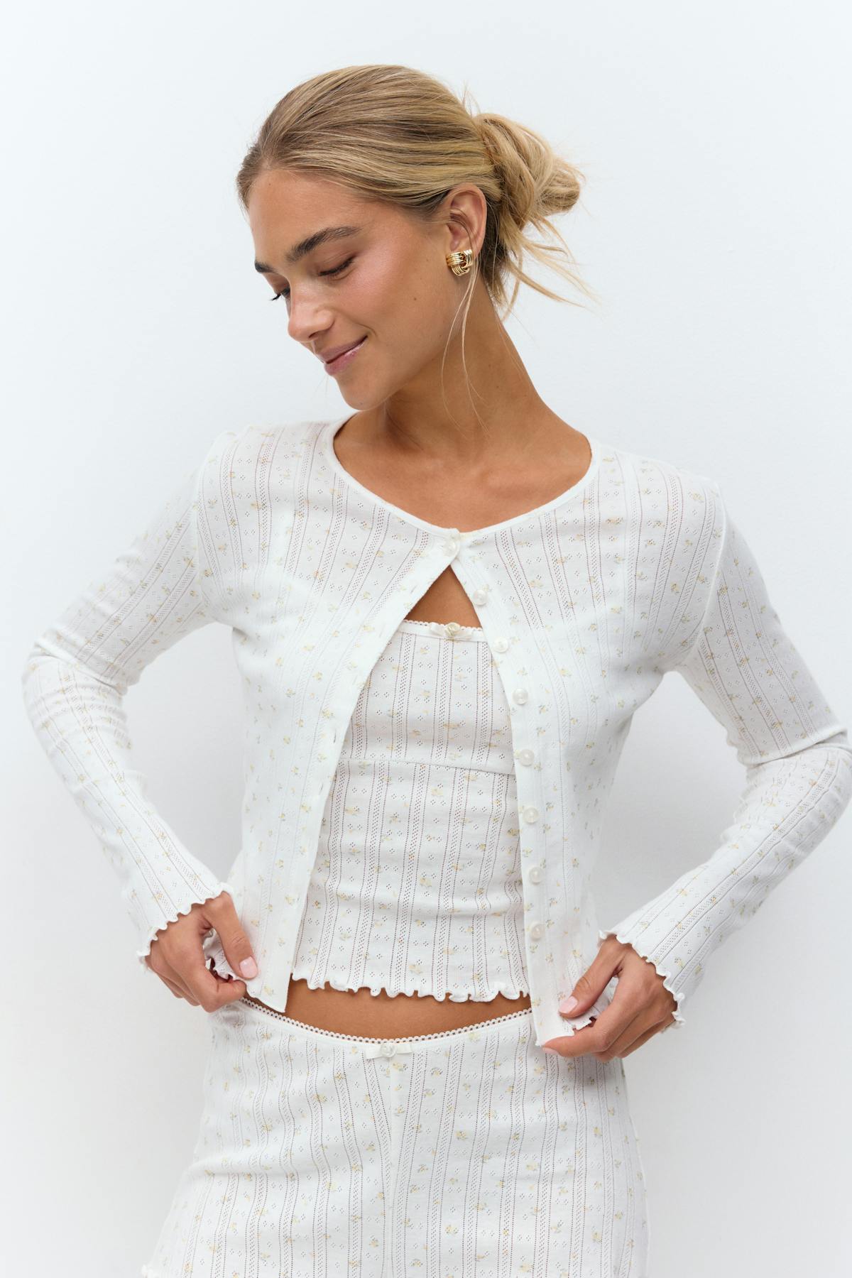 Pointelle cardigan