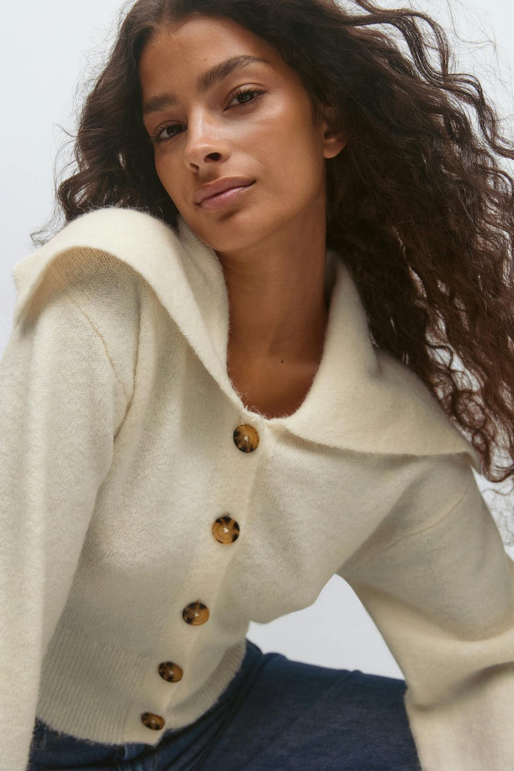Ribbed waist knitted cardigan