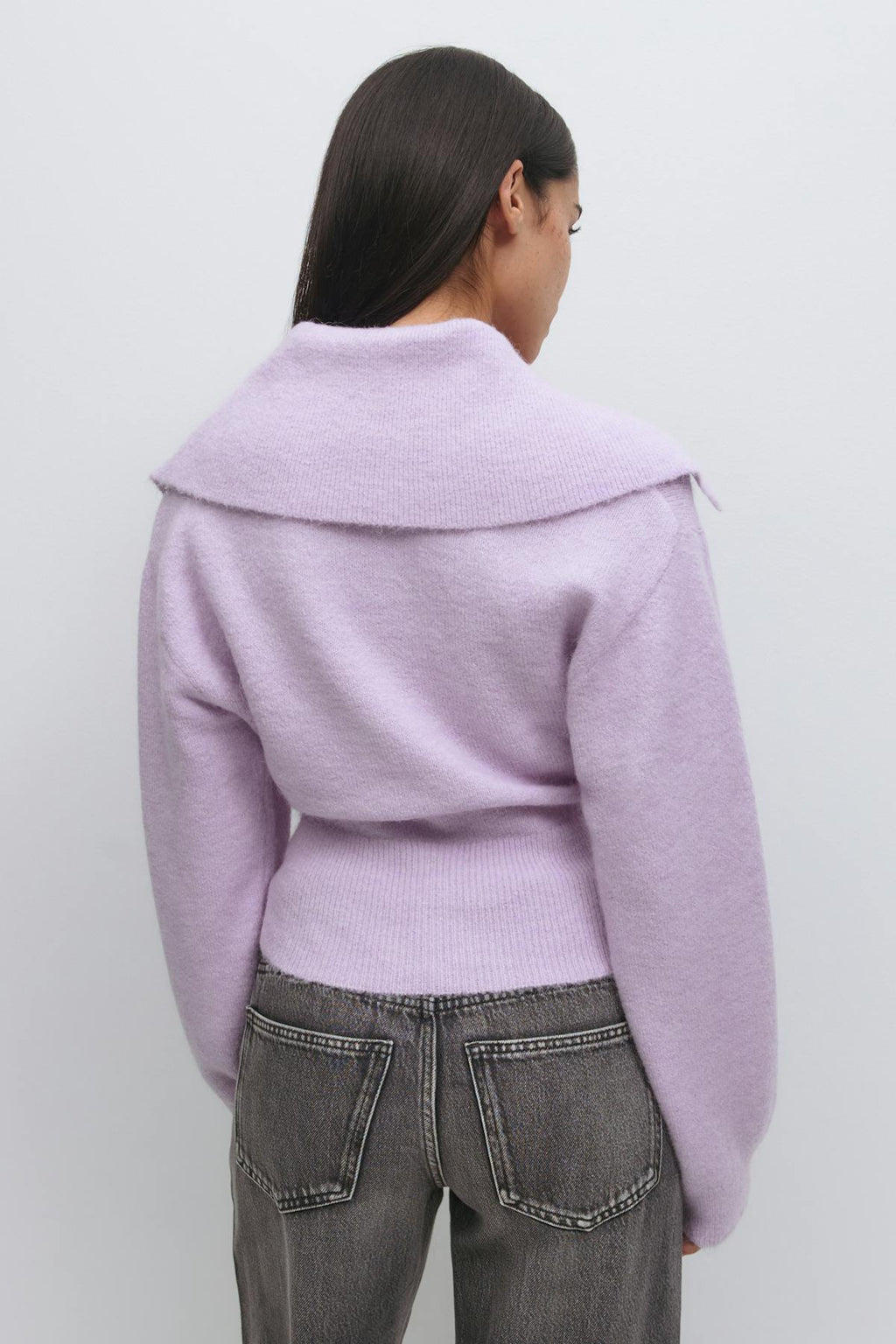 Ribbed waist knitted cardigan