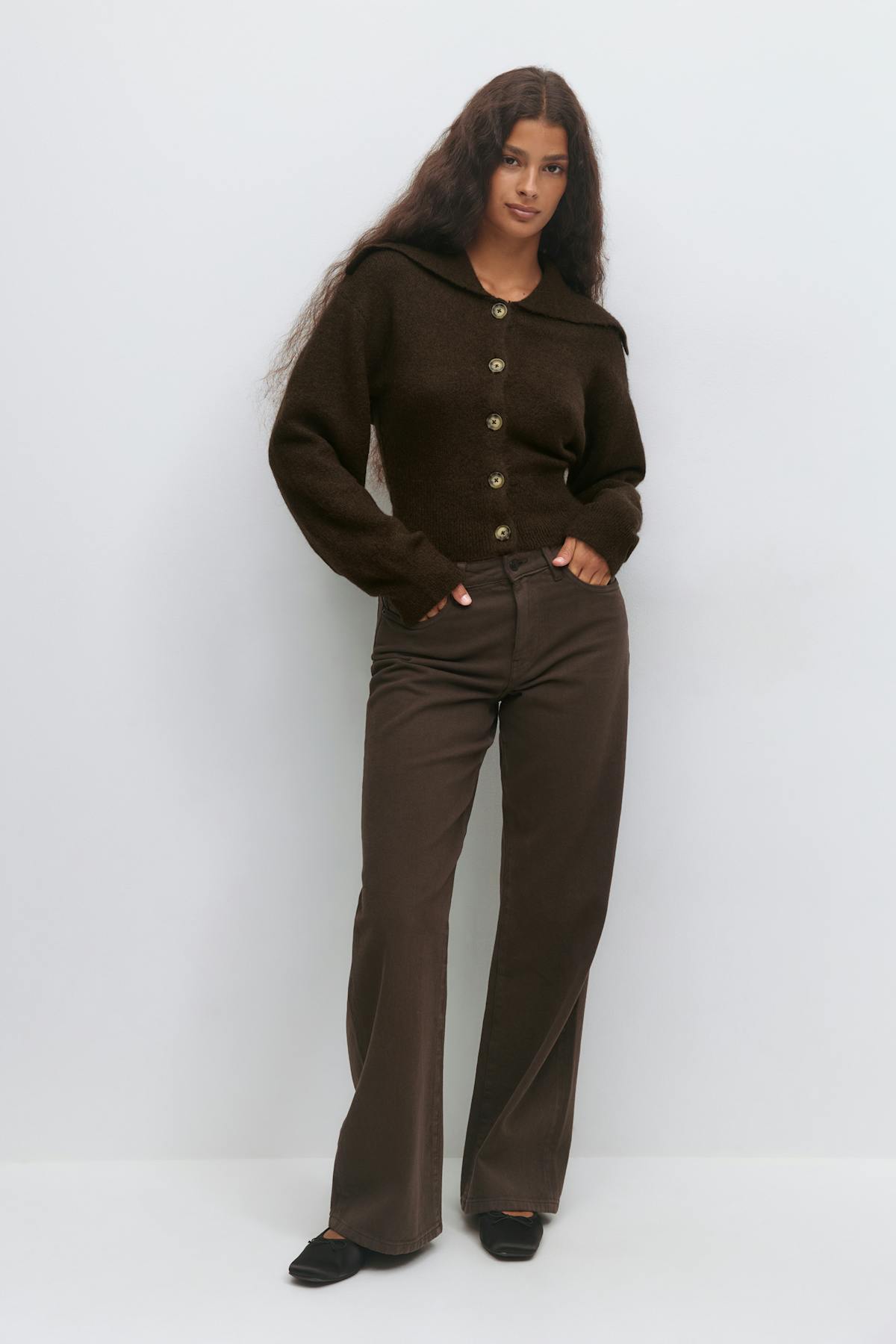 Ribbed waist knitted cardigan