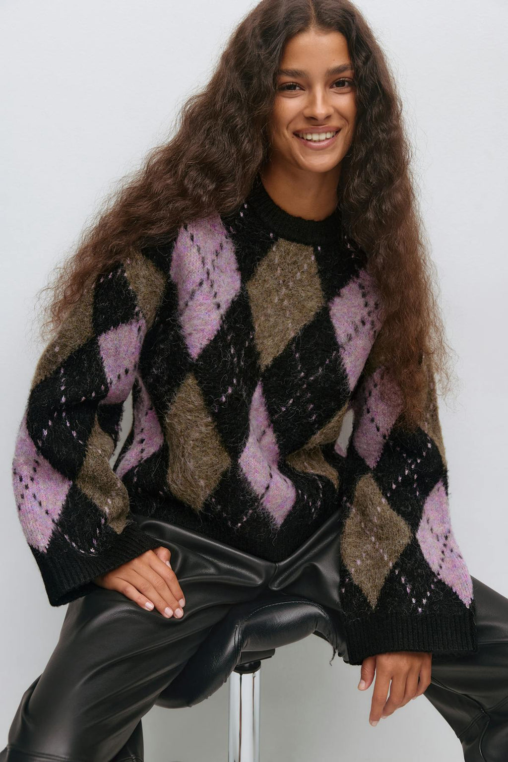 Argyle knitted sweater