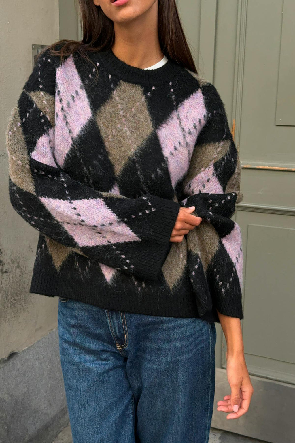 Argyle knitted sweater
