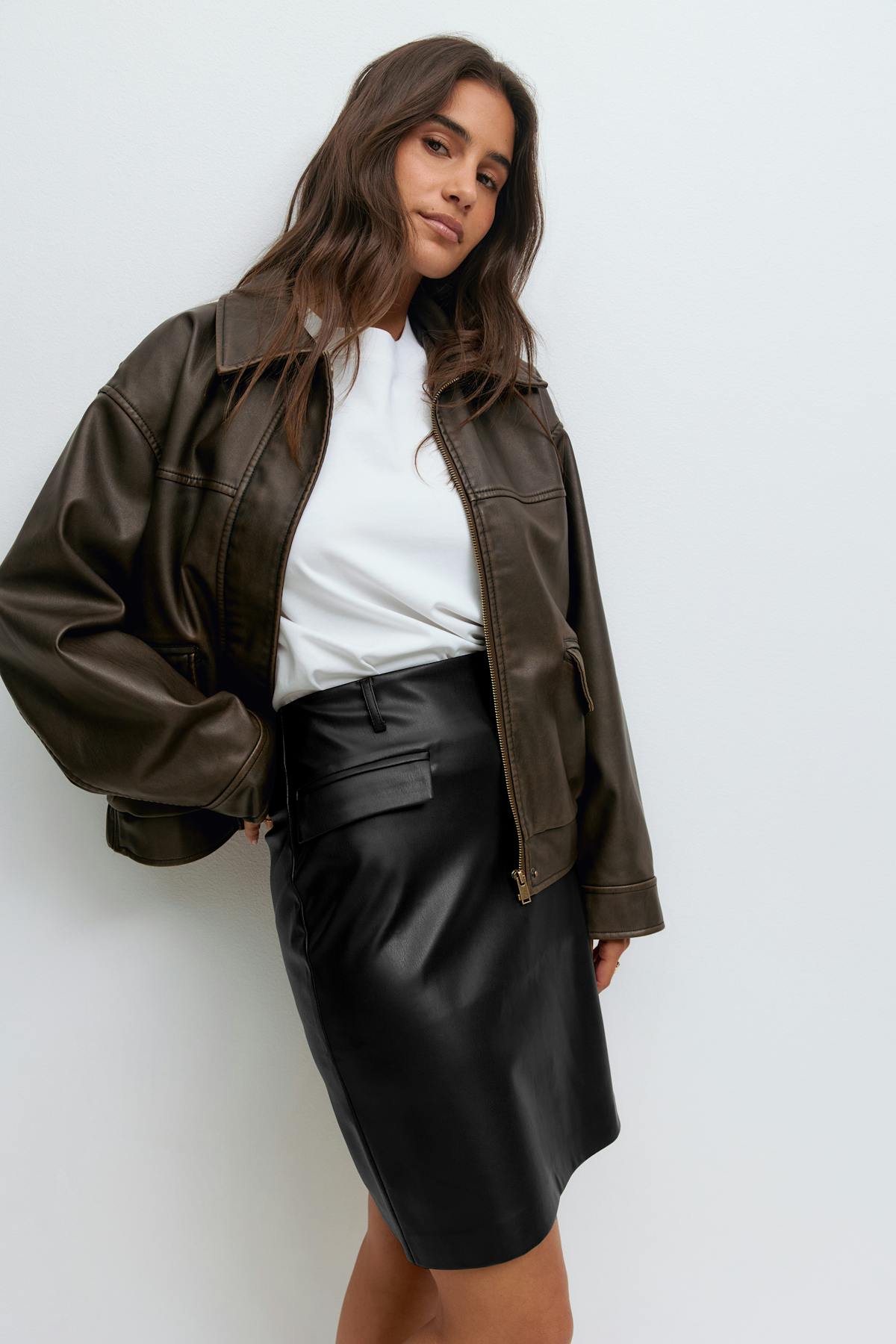 Pu midi skirt