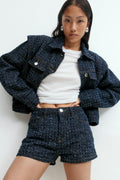 Tweed denim shorts