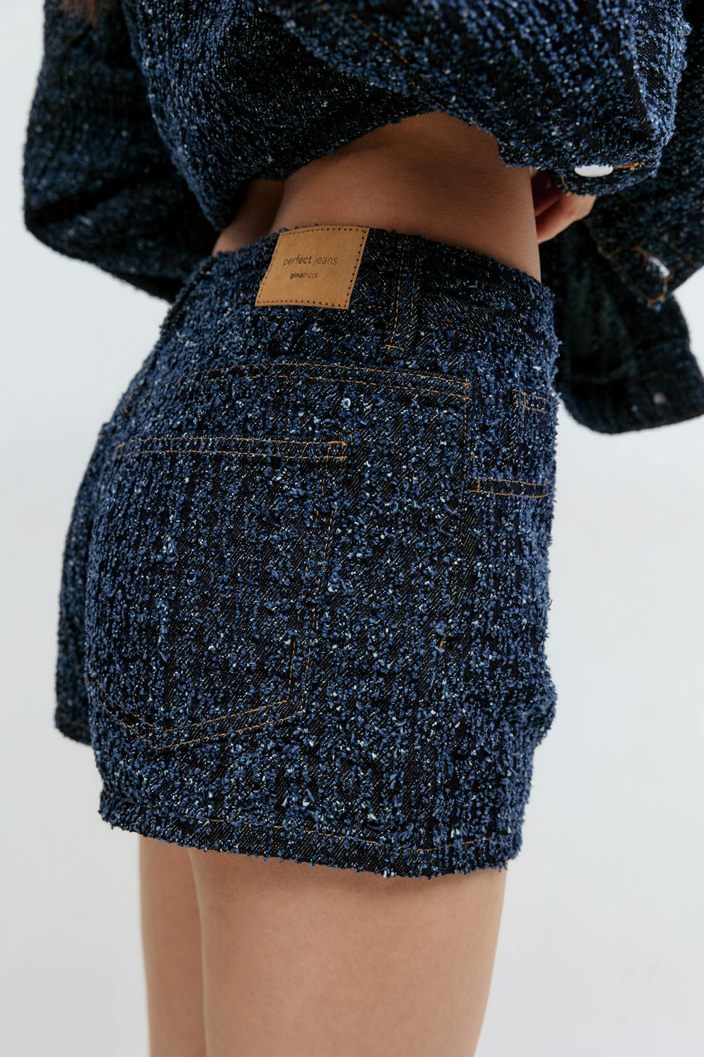 Tweed denim shorts