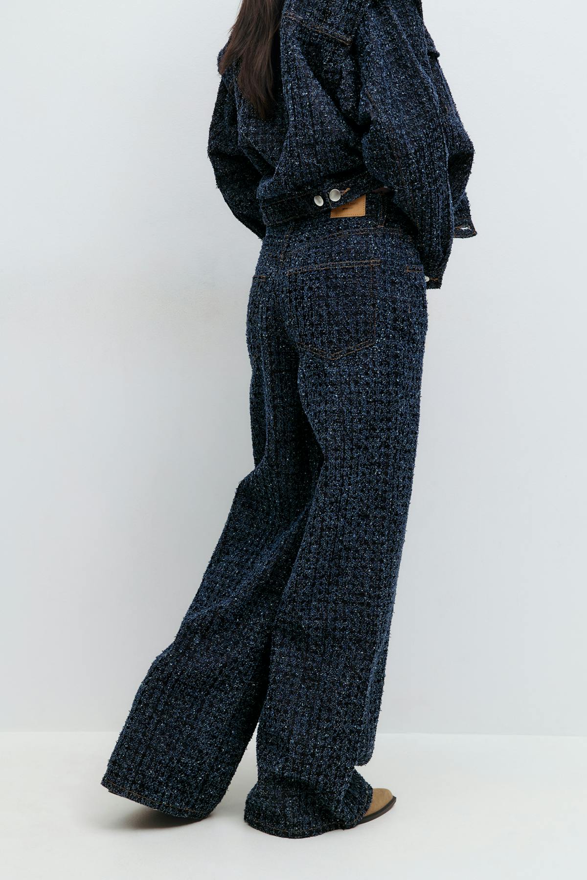 Tweed wide jeans
