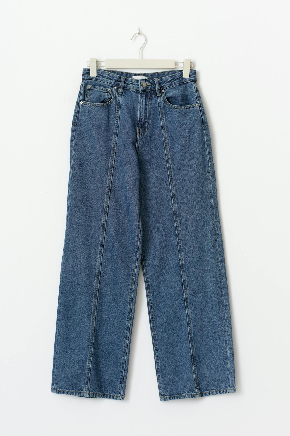 Wide petite front seam jeans