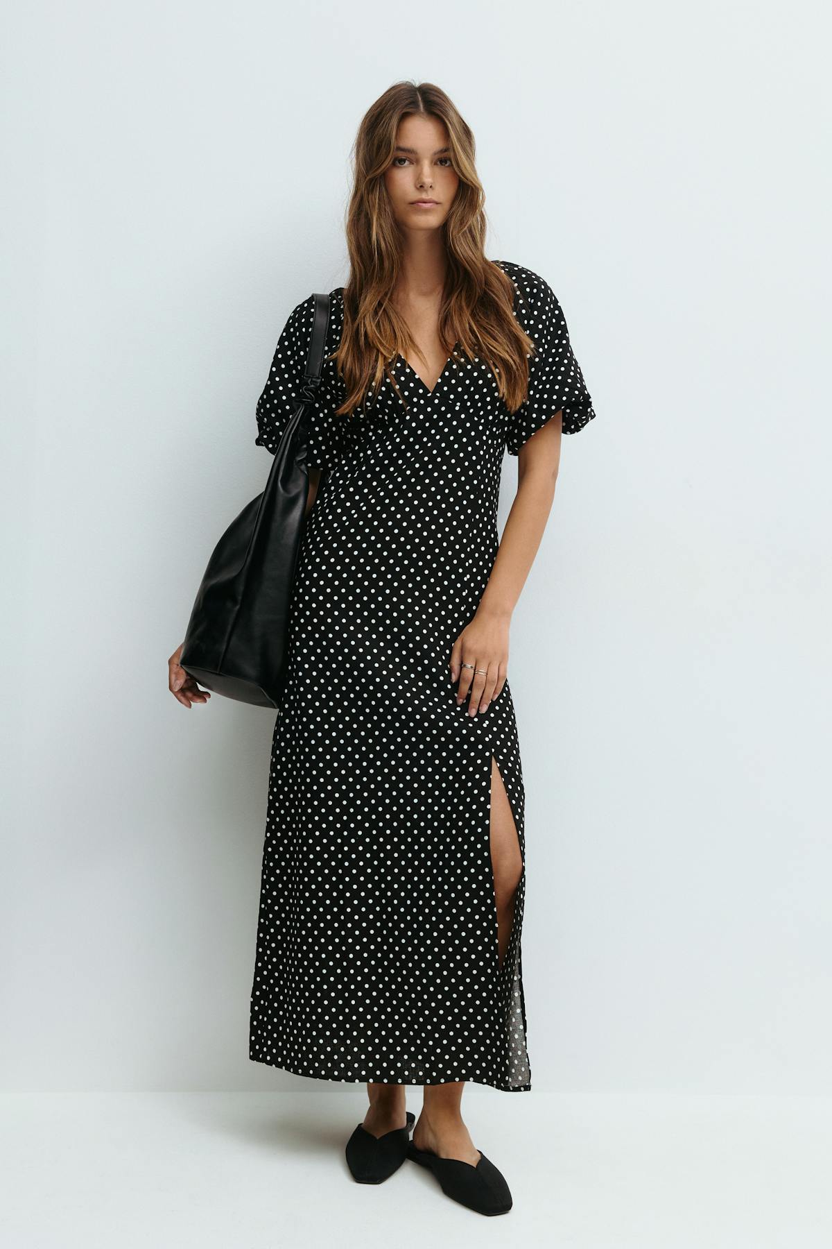 Puff sleeve midi dress
