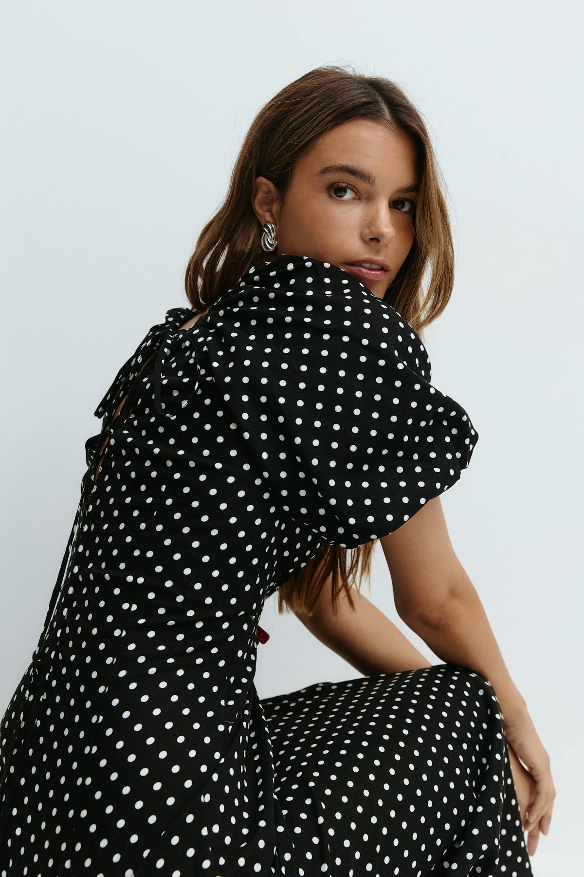 Puff sleeve midi dress