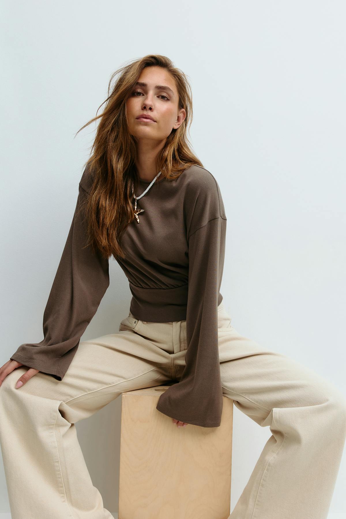 Wide sleeve top