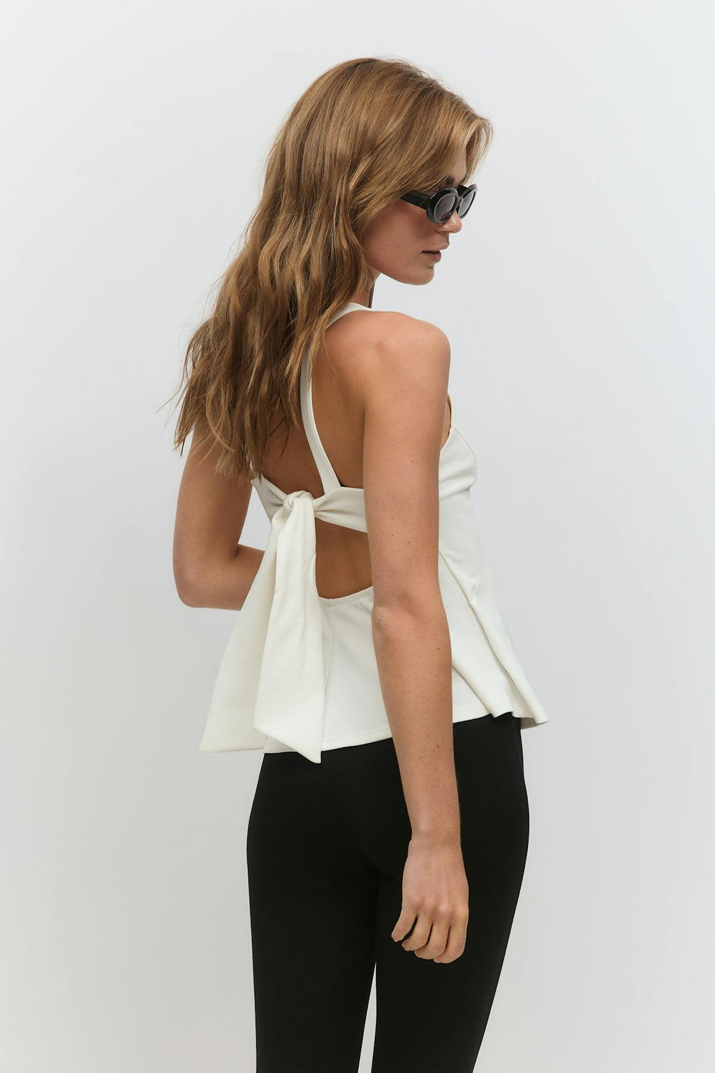Peplum tie back top