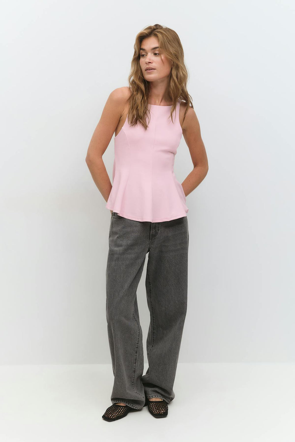 Peplum tie back top