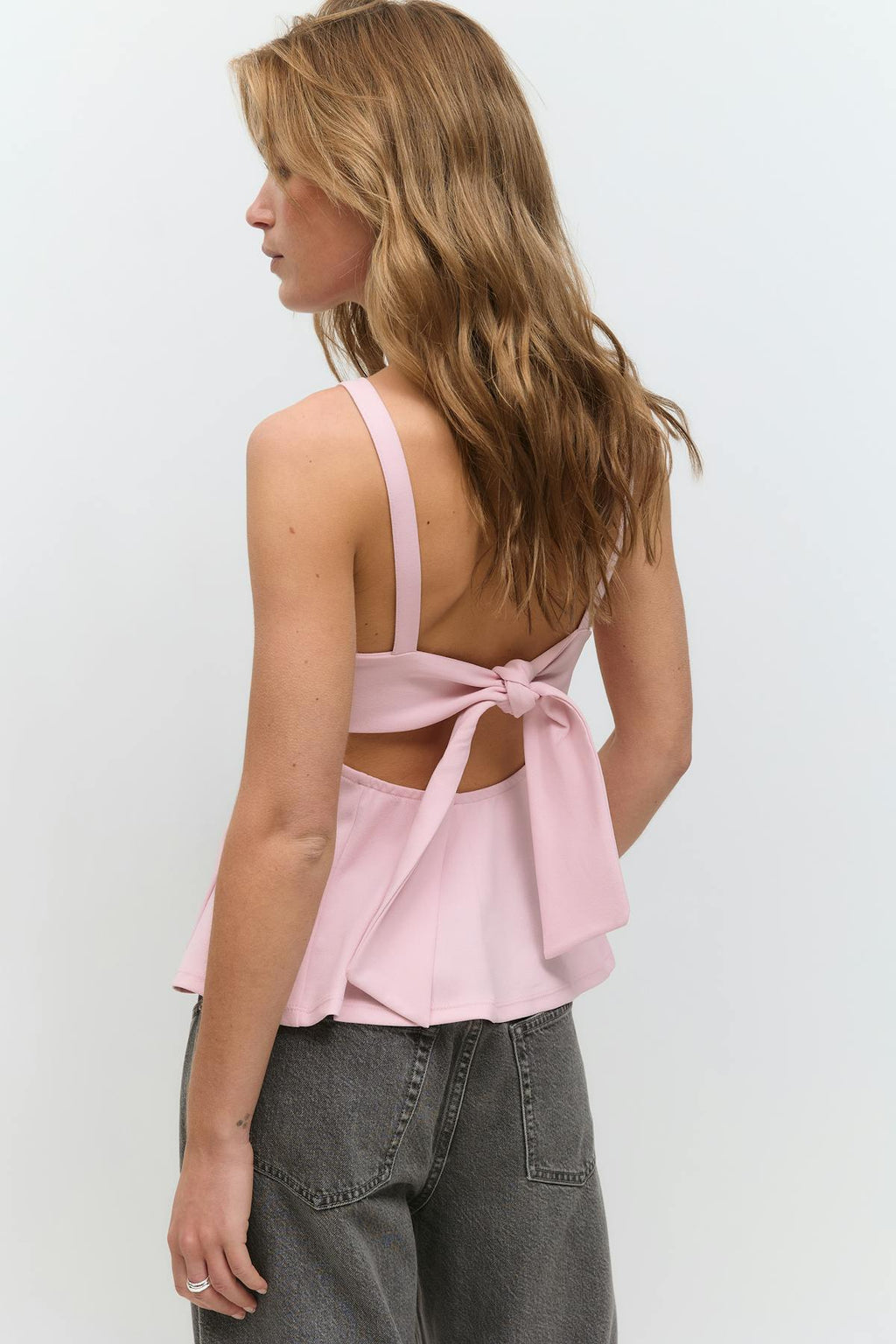 Peplum tie back top