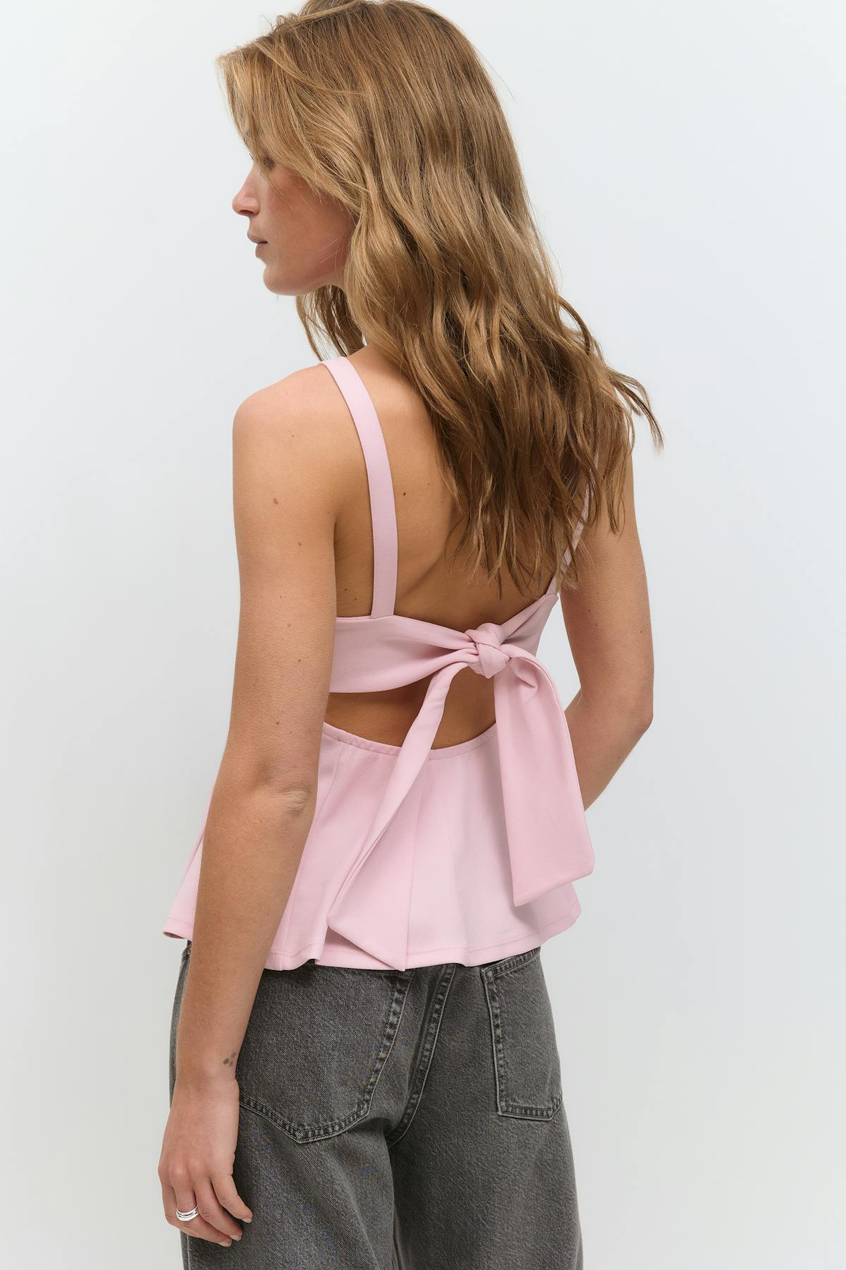 Peplum tie back top