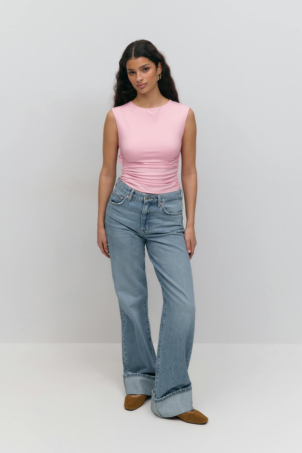 Short sleeve open back top
