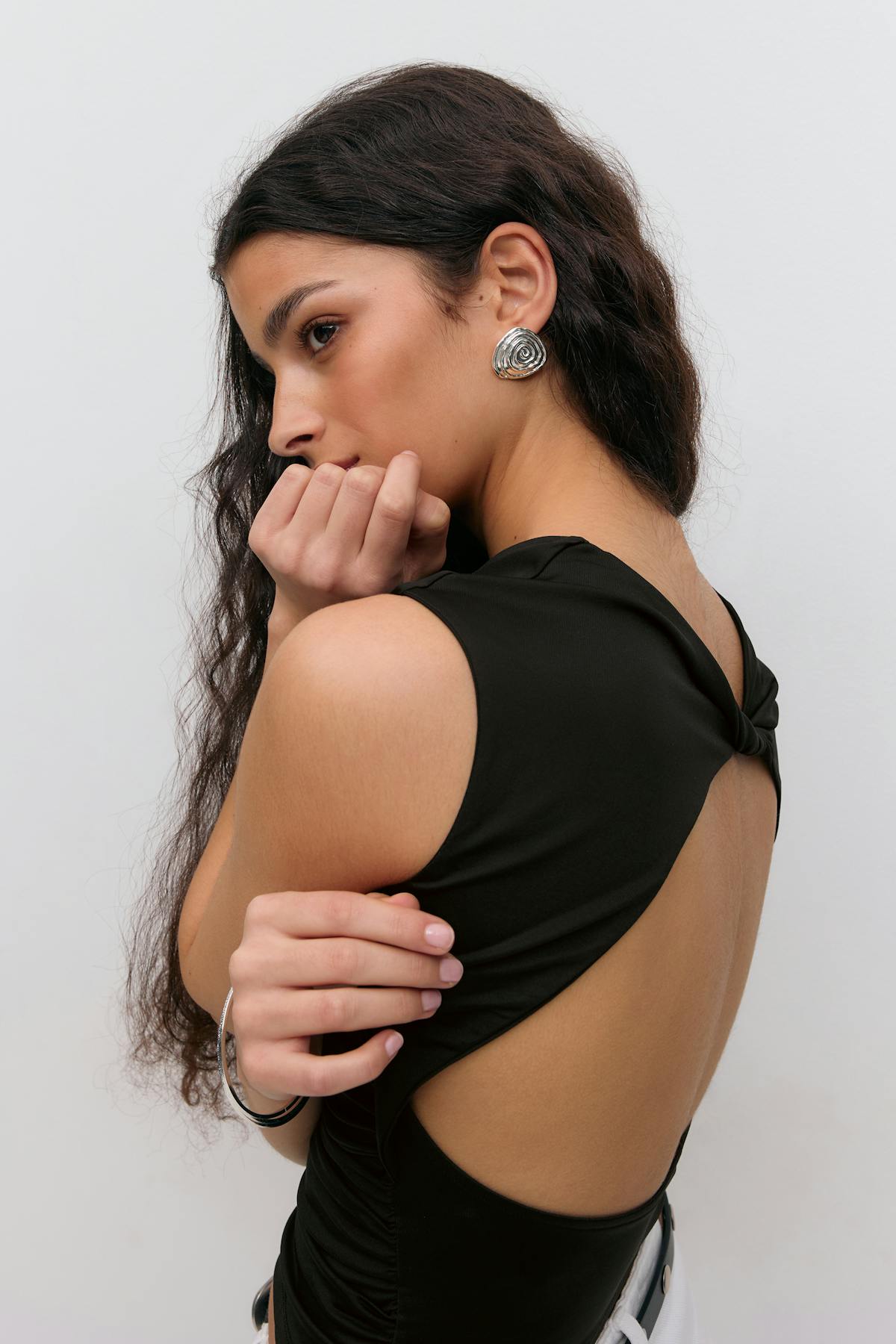 Short sleeve open back top