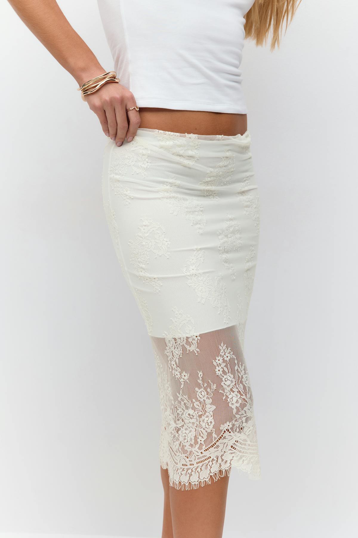 Lace midi skirt