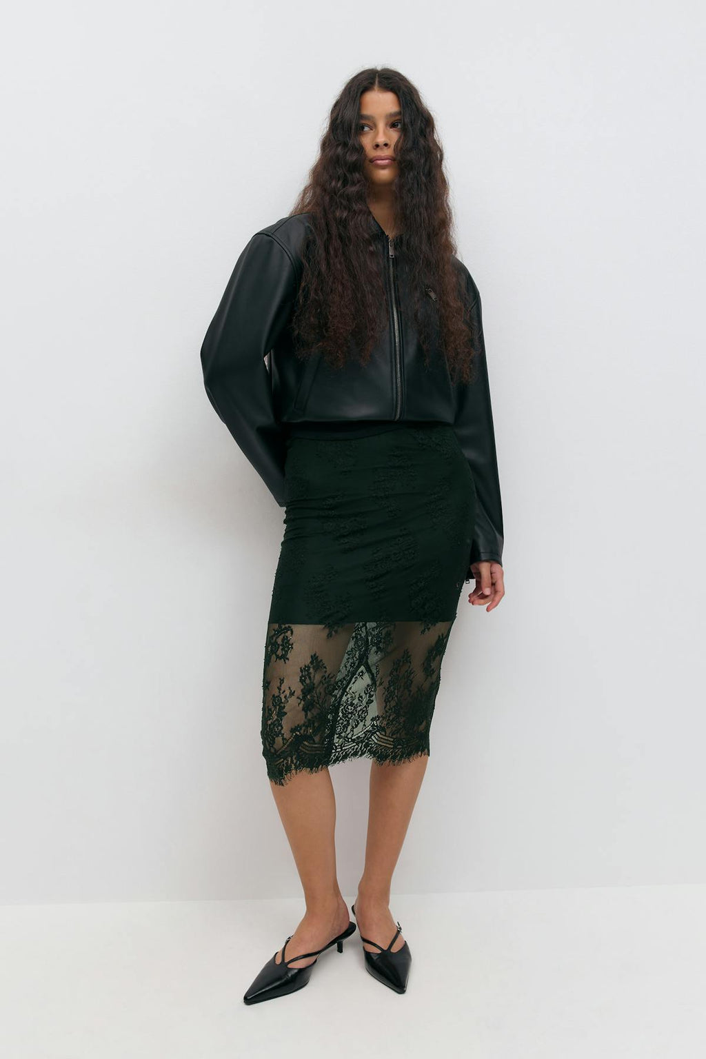 Lace midi skirt