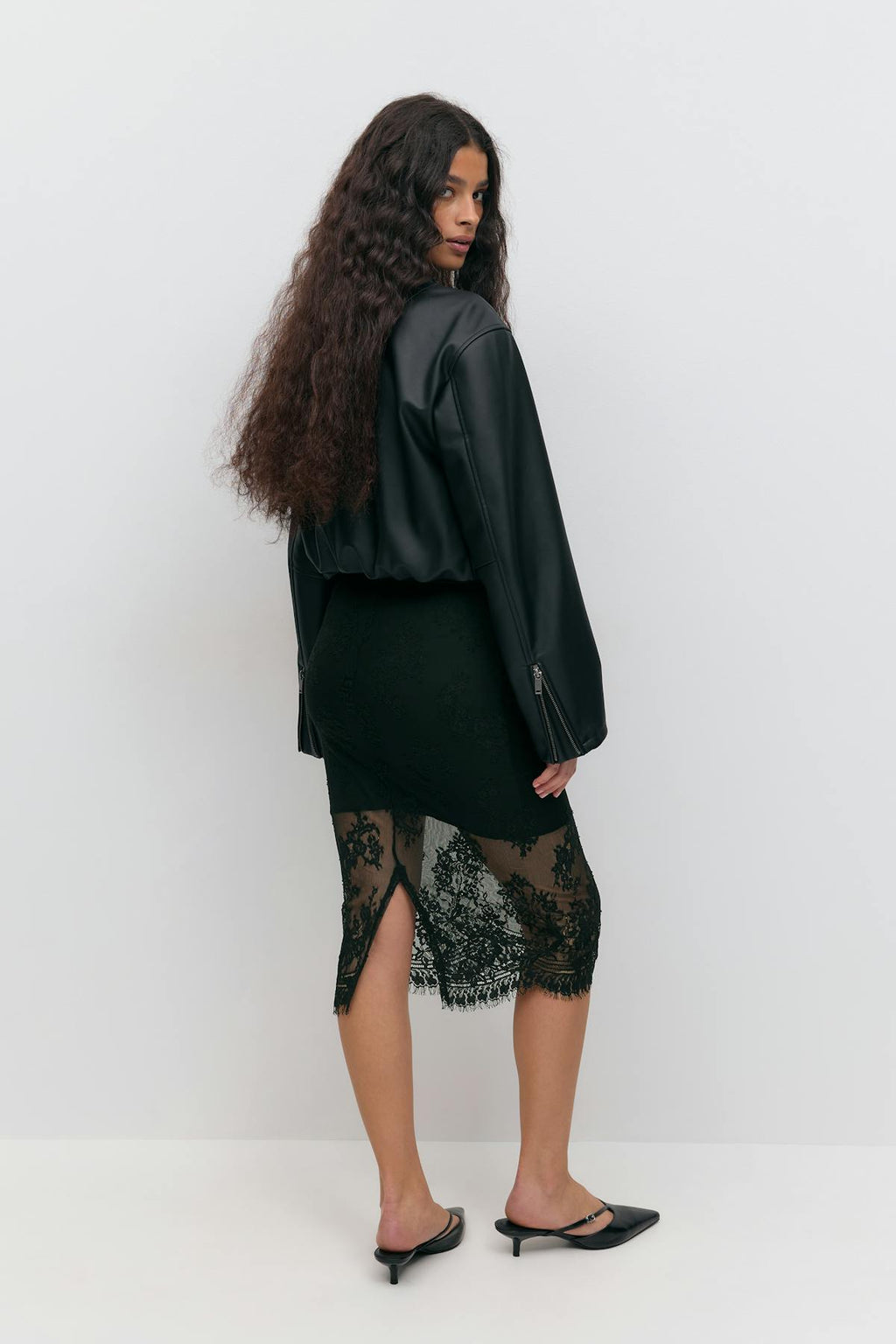 Lace midi skirt
