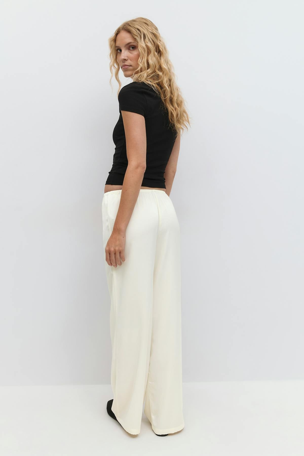 Drawstring satin trousers