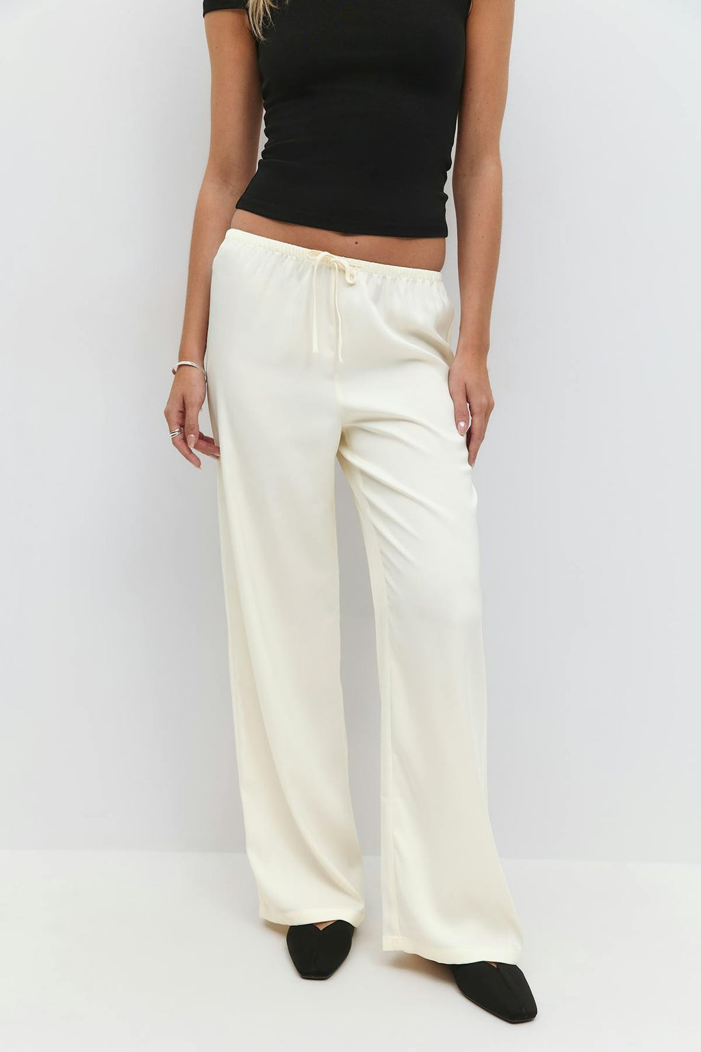 Drawstring satin trousers